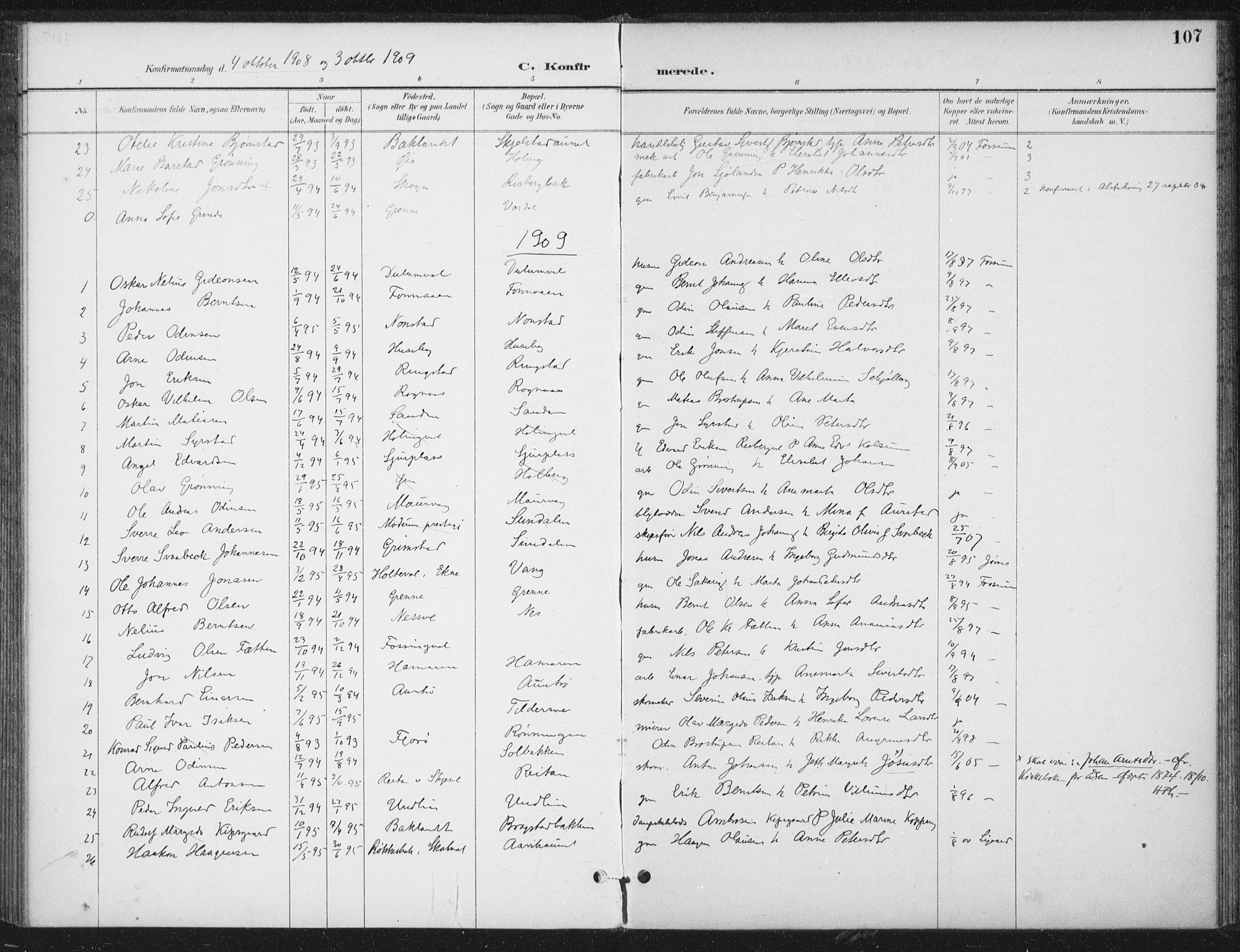 Ministerialprotokoller, klokkerbøker og fødselsregistre - Nord-Trøndelag, SAT/A-1458/714/L0131: Parish register (official) no. 714A02, 1896-1918, p. 107