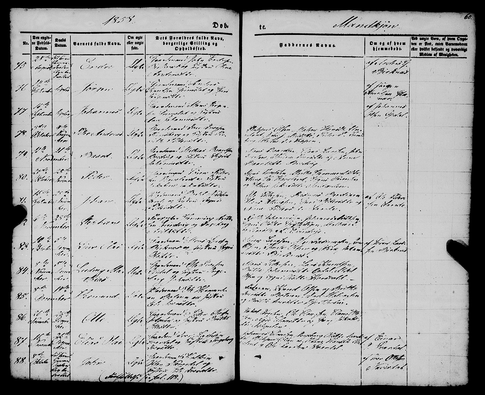 Gulen sokneprestembete, AV/SAB-A-80201/H/Haa/Haaa/L0021: Parish register (official) no. A 21, 1848-1858, p. 60