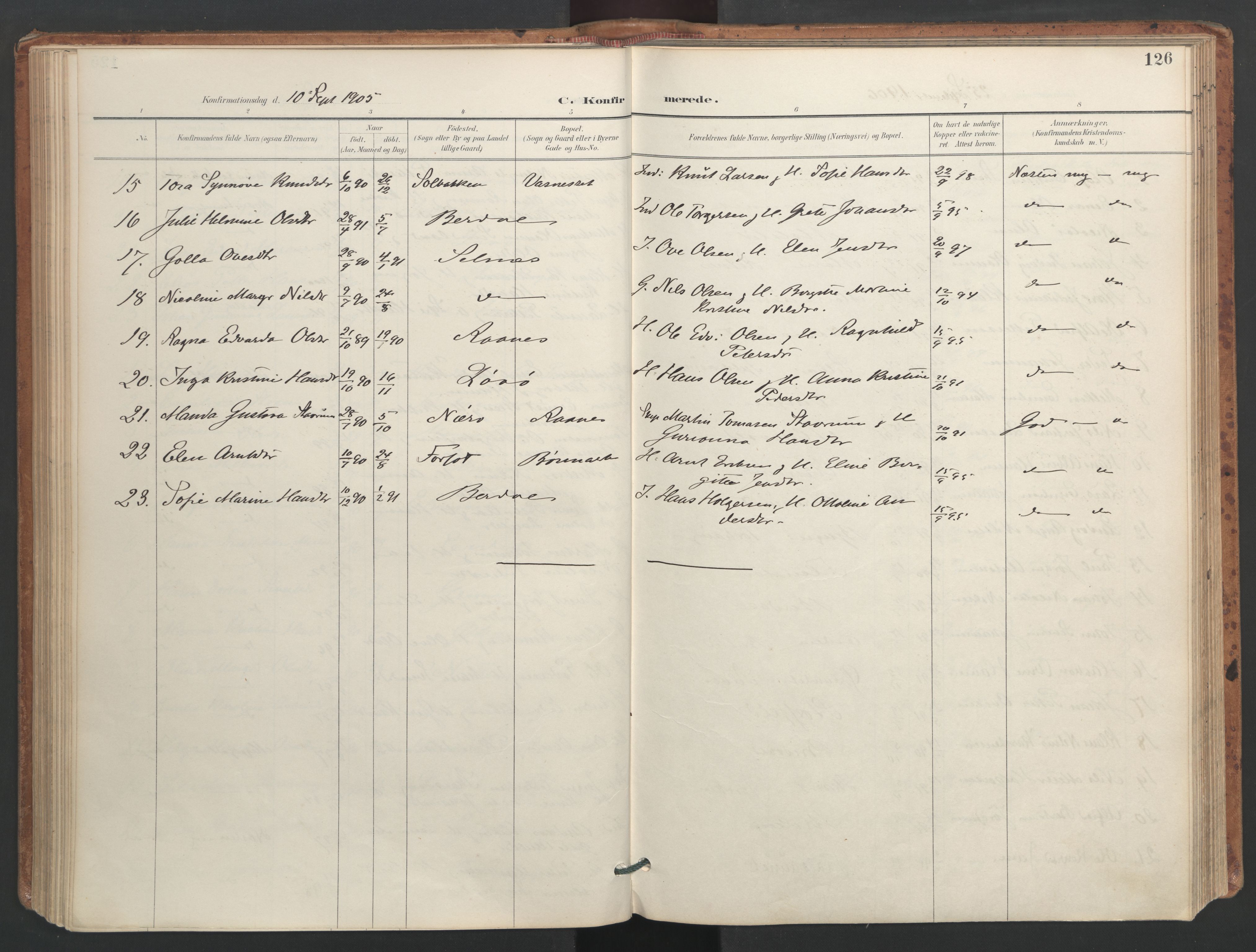Ministerialprotokoller, klokkerbøker og fødselsregistre - Sør-Trøndelag, SAT/A-1456/655/L0681: Parish register (official) no. 655A10, 1895-1907, p. 126