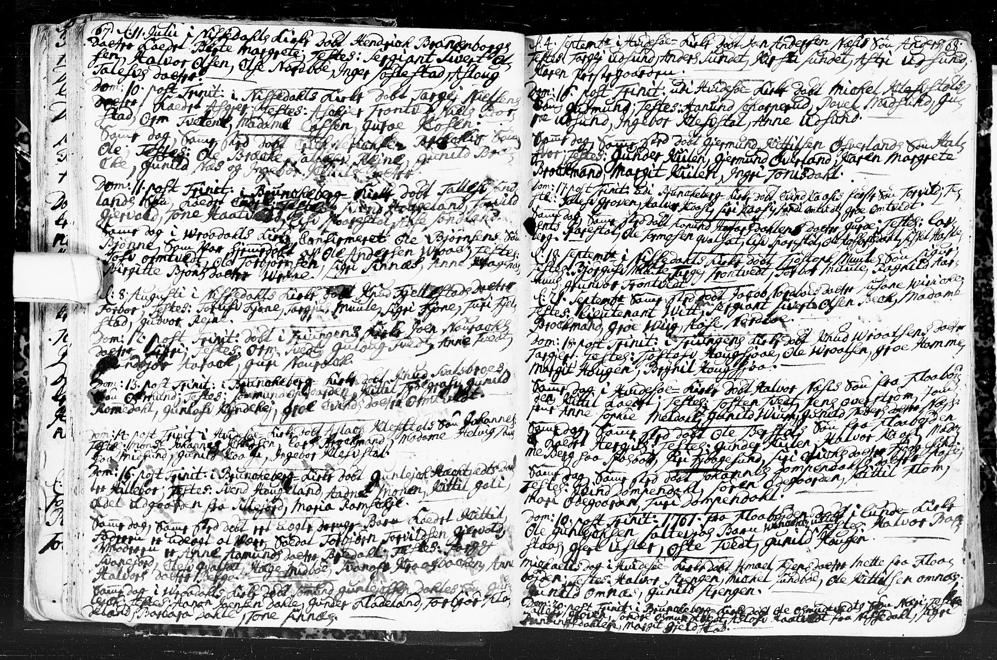 Kviteseid kirkebøker, SAKO/A-276/F/Fa/L0001: Parish register (official) no. I 1, 1754-1773, p. 67-68