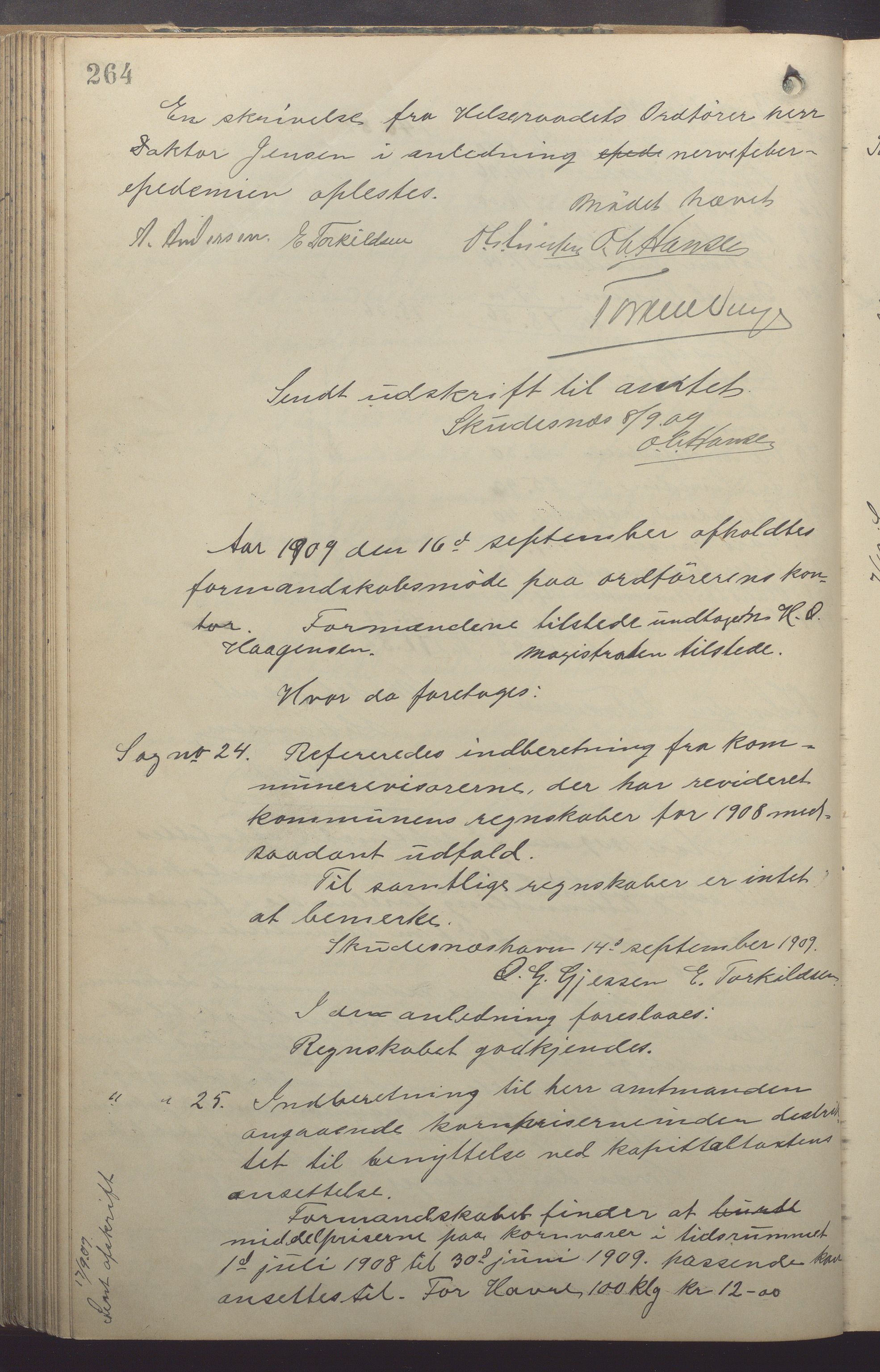 Skudeneshavn kommune - Formannskapet, IKAR/A-361/Aa/L0003: Møtebok, 1903-1913, p. 264