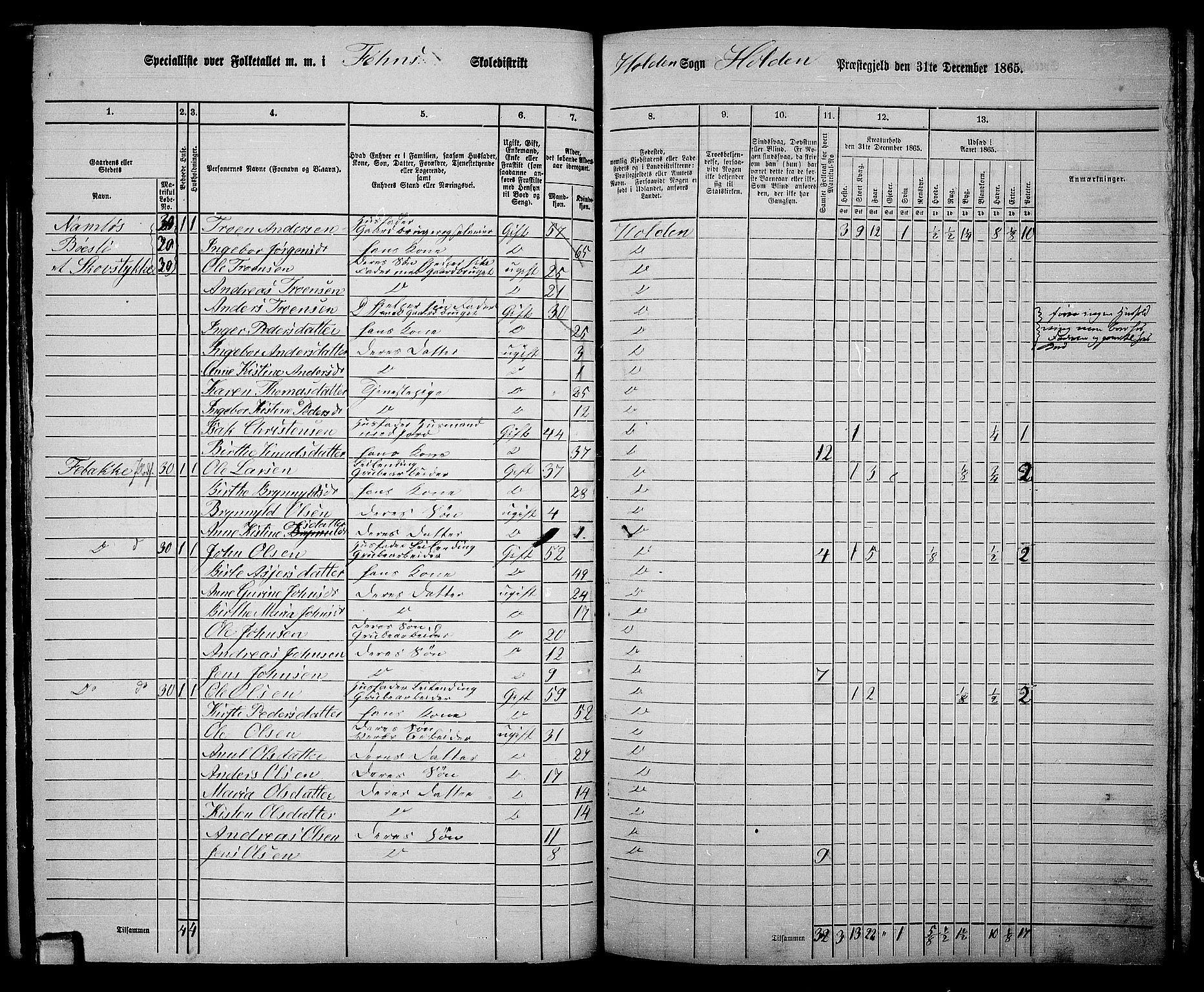 RA, 1865 census for Holla, 1865, p. 87