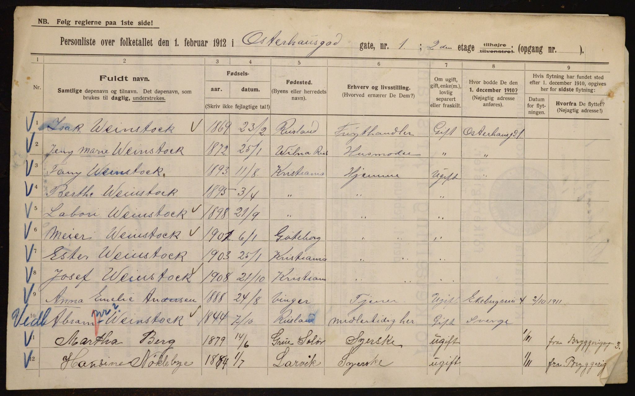 OBA, Municipal Census 1912 for Kristiania, 1912, p. 77980