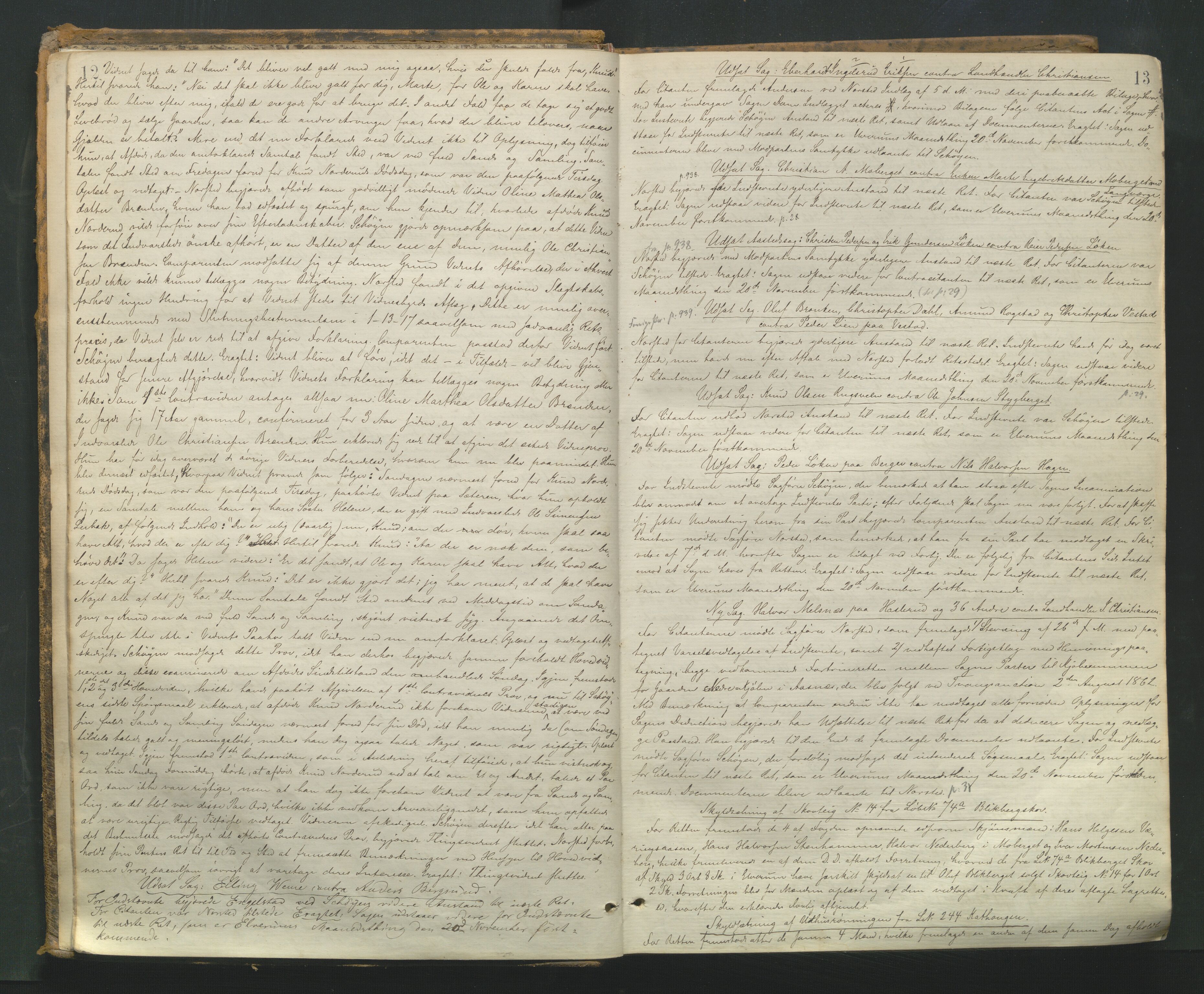 Sør-Østerdal sorenskriveri, AV/SAH-TING-018/G/Gb/L0004: Tingbok, 1863-1871, p. 12-13