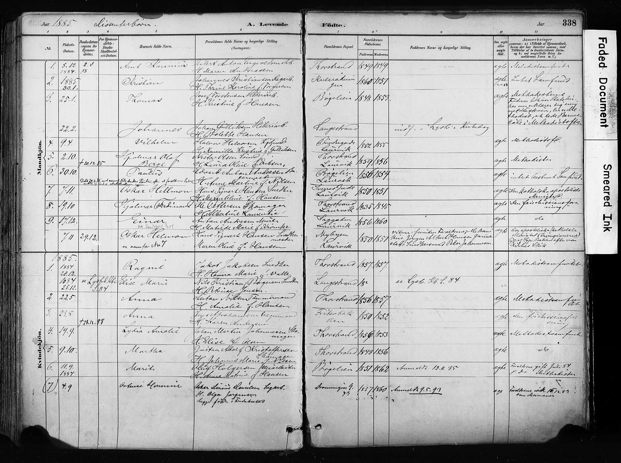 Larvik kirkebøker, AV/SAKO-A-352/F/Fa/L0009: Parish register (official) no. I 9, 1884-1904, p. 338