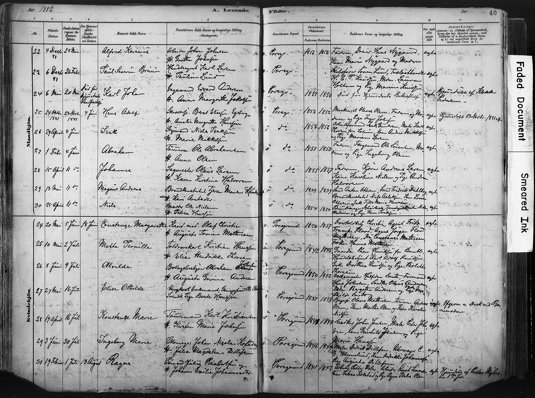 Porsgrunn kirkebøker , AV/SAKO-A-104/F/Fa/L0008: Parish register (official) no. 8, 1878-1895, p. 40