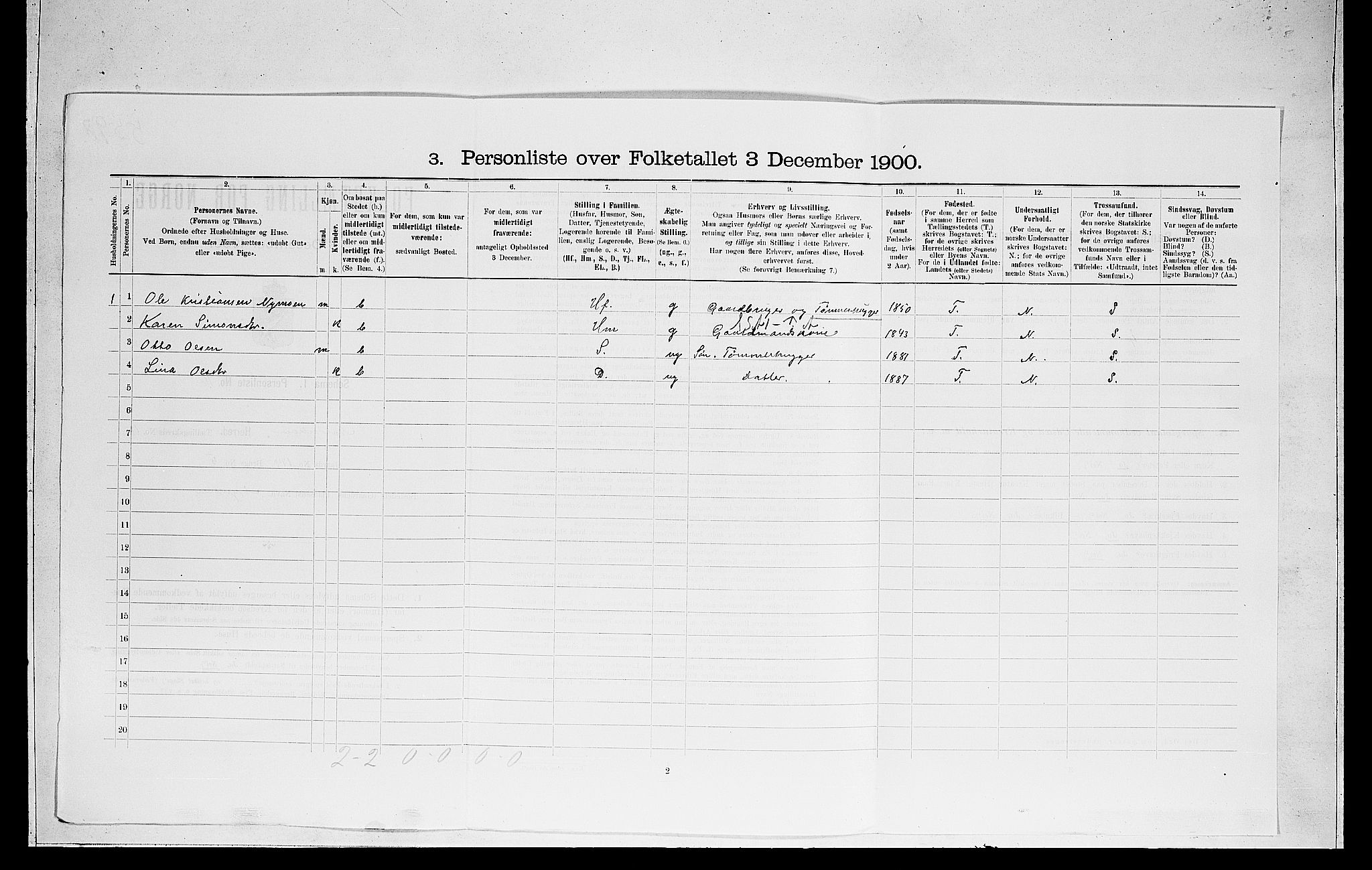 RA, 1900 census for Norderhov, 1900, p. 2672