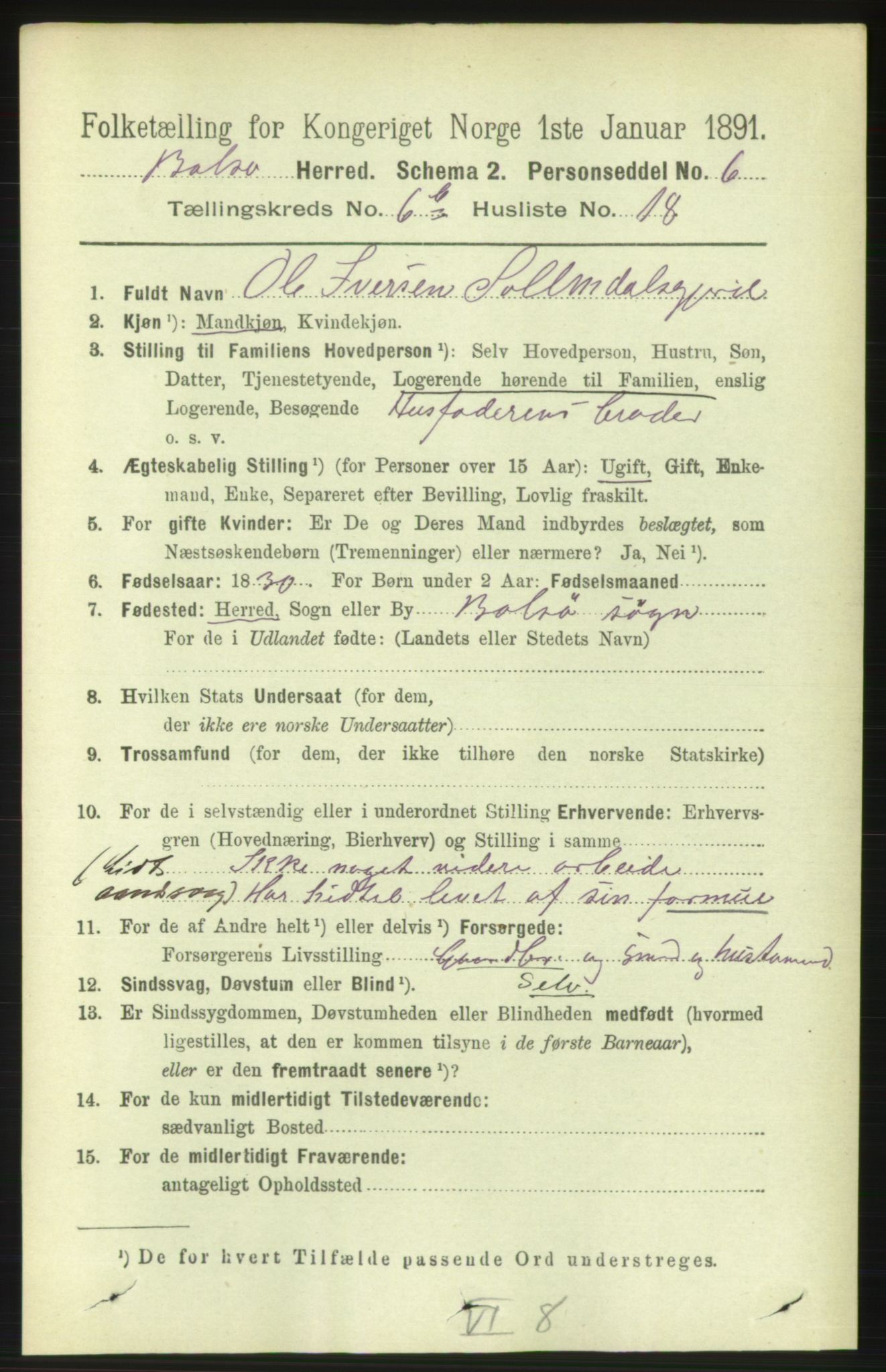 RA, 1891 census for 1544 Bolsøy, 1891, p. 4082