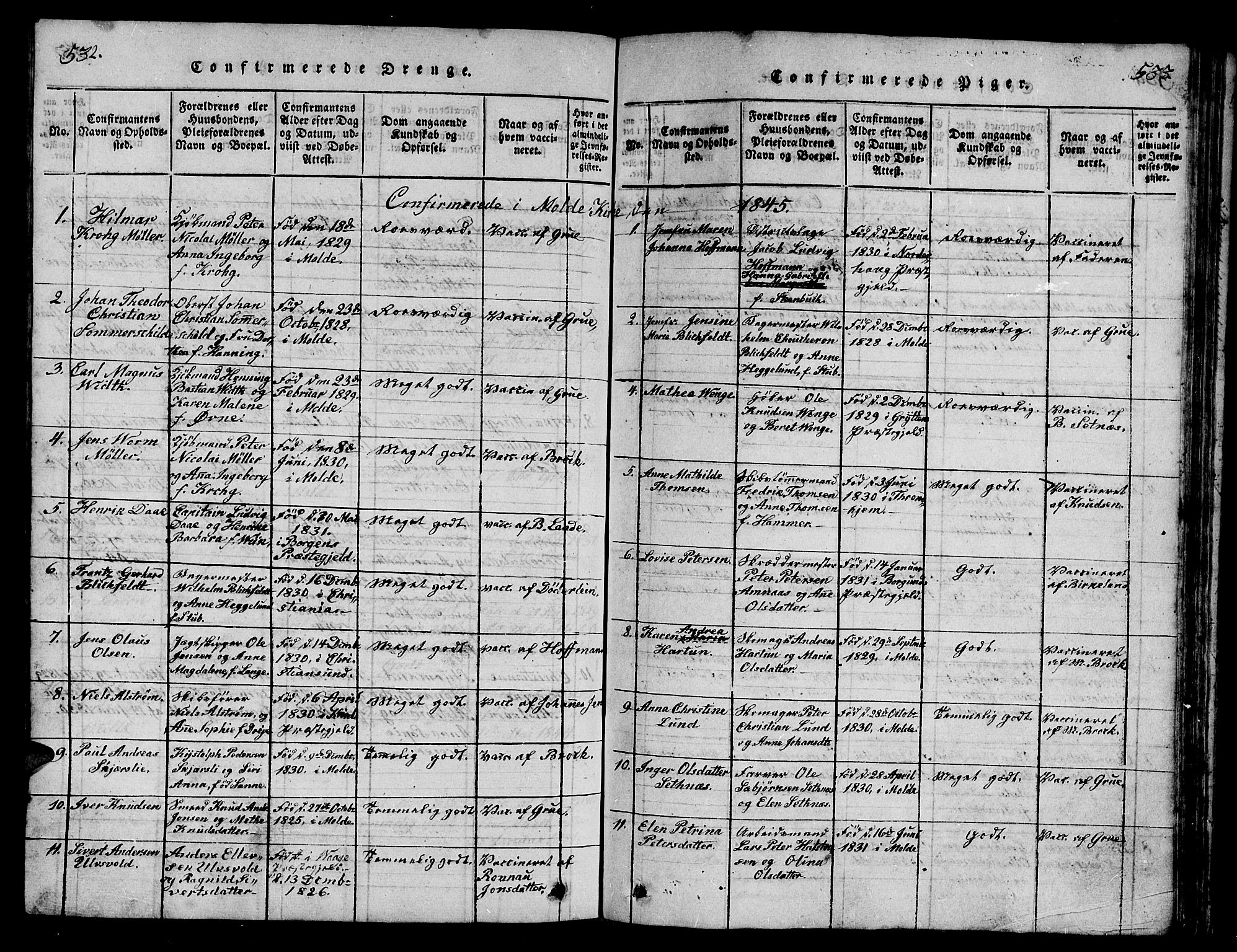 Ministerialprotokoller, klokkerbøker og fødselsregistre - Møre og Romsdal, SAT/A-1454/558/L0700: Parish register (copy) no. 558C01, 1818-1868, p. 532-533