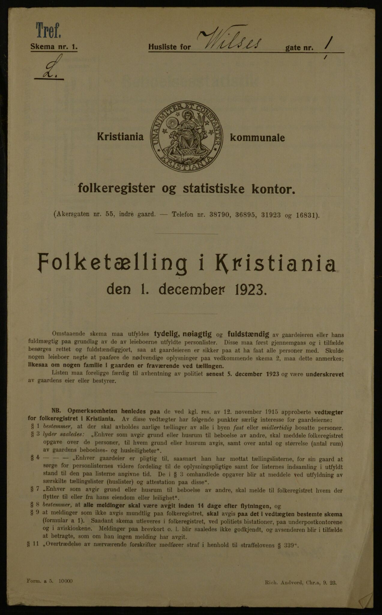 OBA, Municipal Census 1923 for Kristiania, 1923, p. 141522