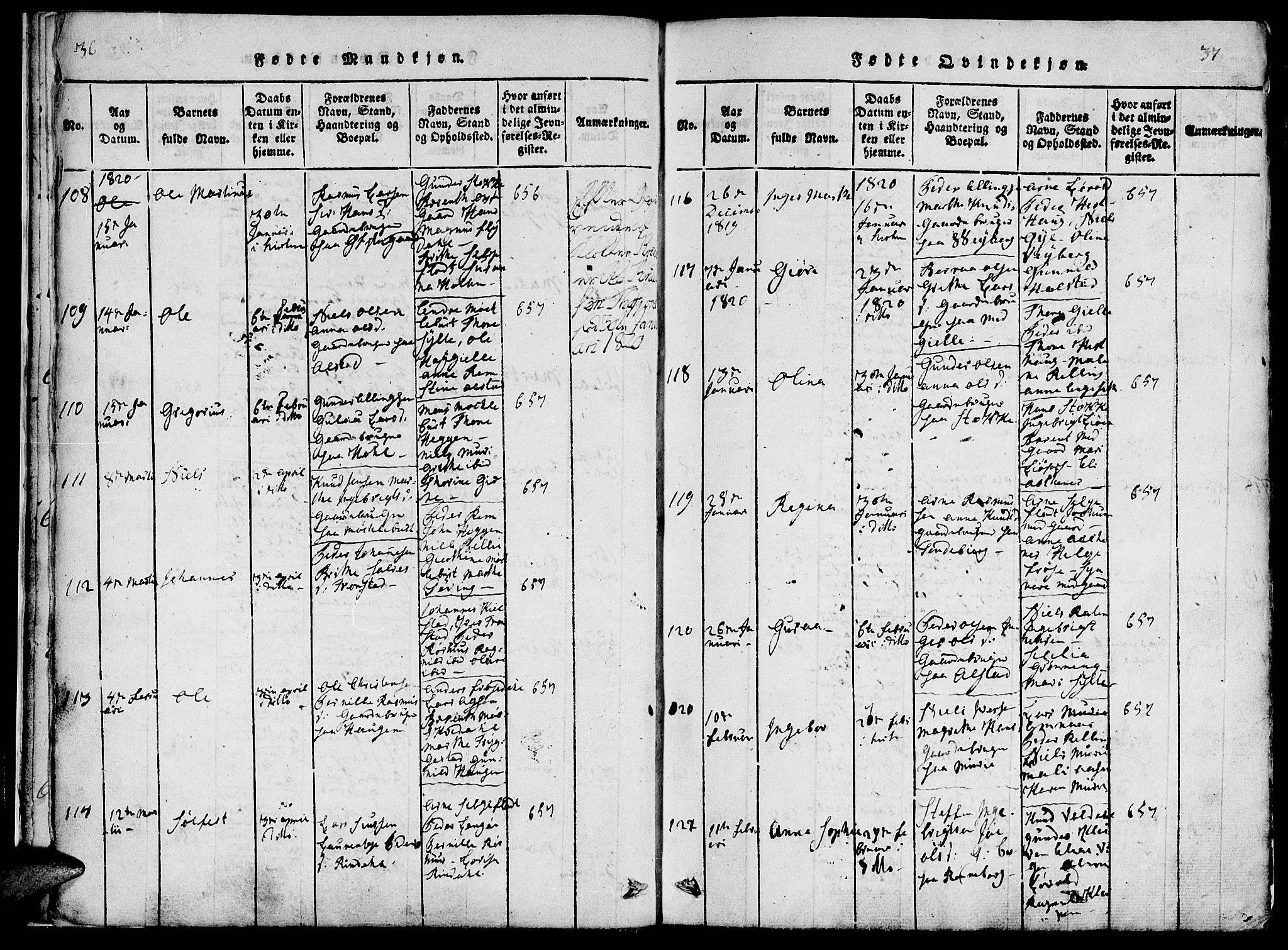 Ministerialprotokoller, klokkerbøker og fødselsregistre - Møre og Romsdal, AV/SAT-A-1454/519/L0260: Parish register (copy) no. 519C01, 1817-1829, p. 36-37