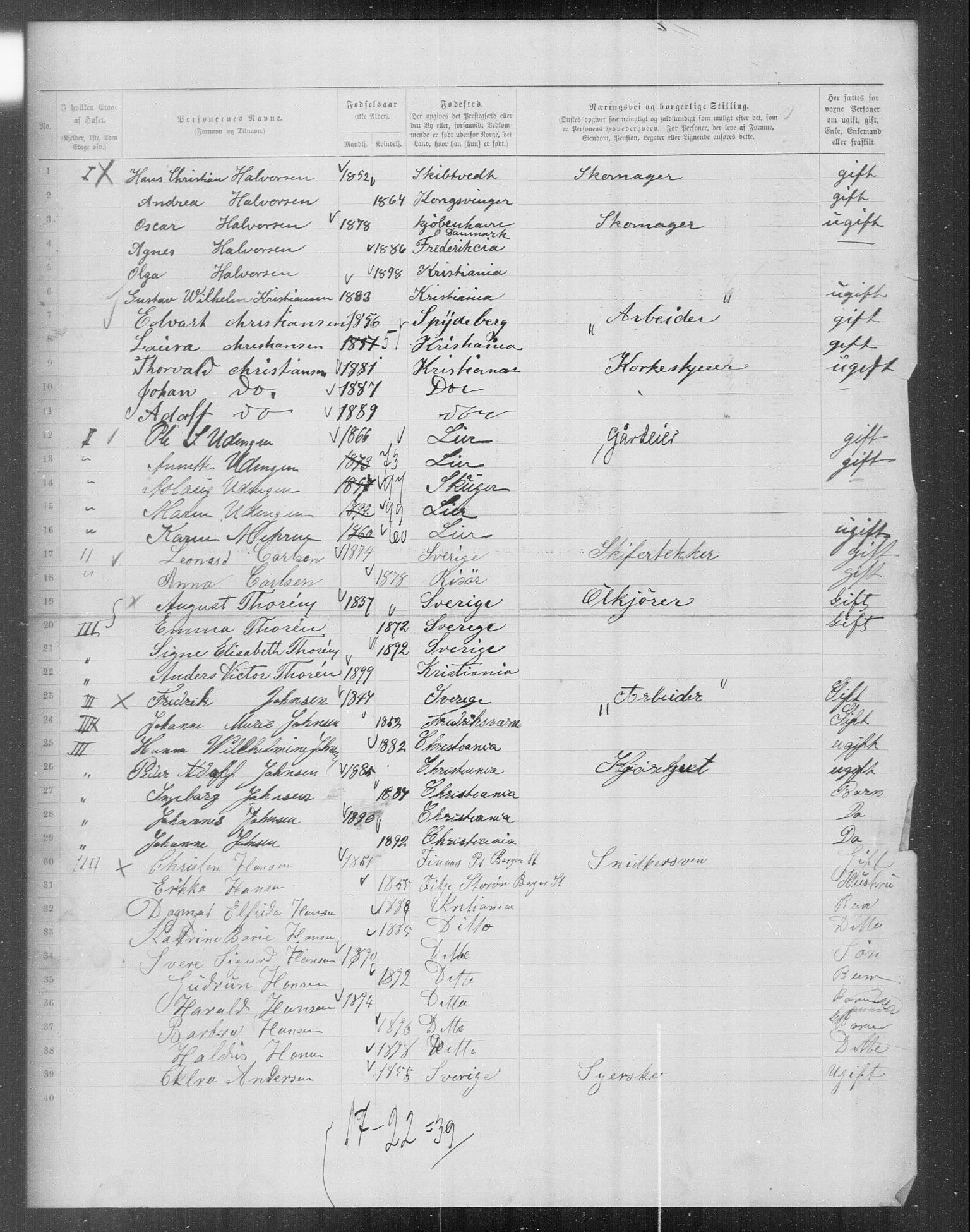 OBA, Municipal Census 1899 for Kristiania, 1899, p. 13668