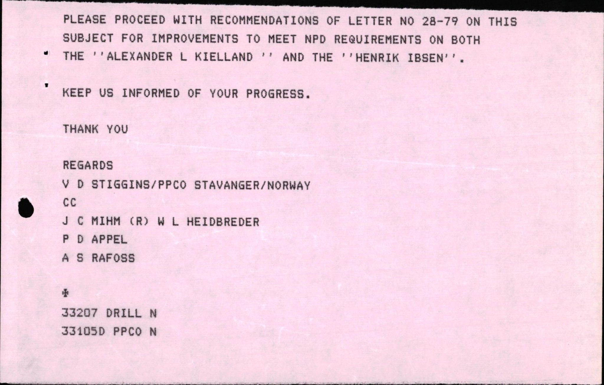 Pa 1503 - Stavanger Drilling AS, AV/SAST-A-101906/2/E/Eb/Eba/L0010: Sak og korrespondanse, 1977-1981