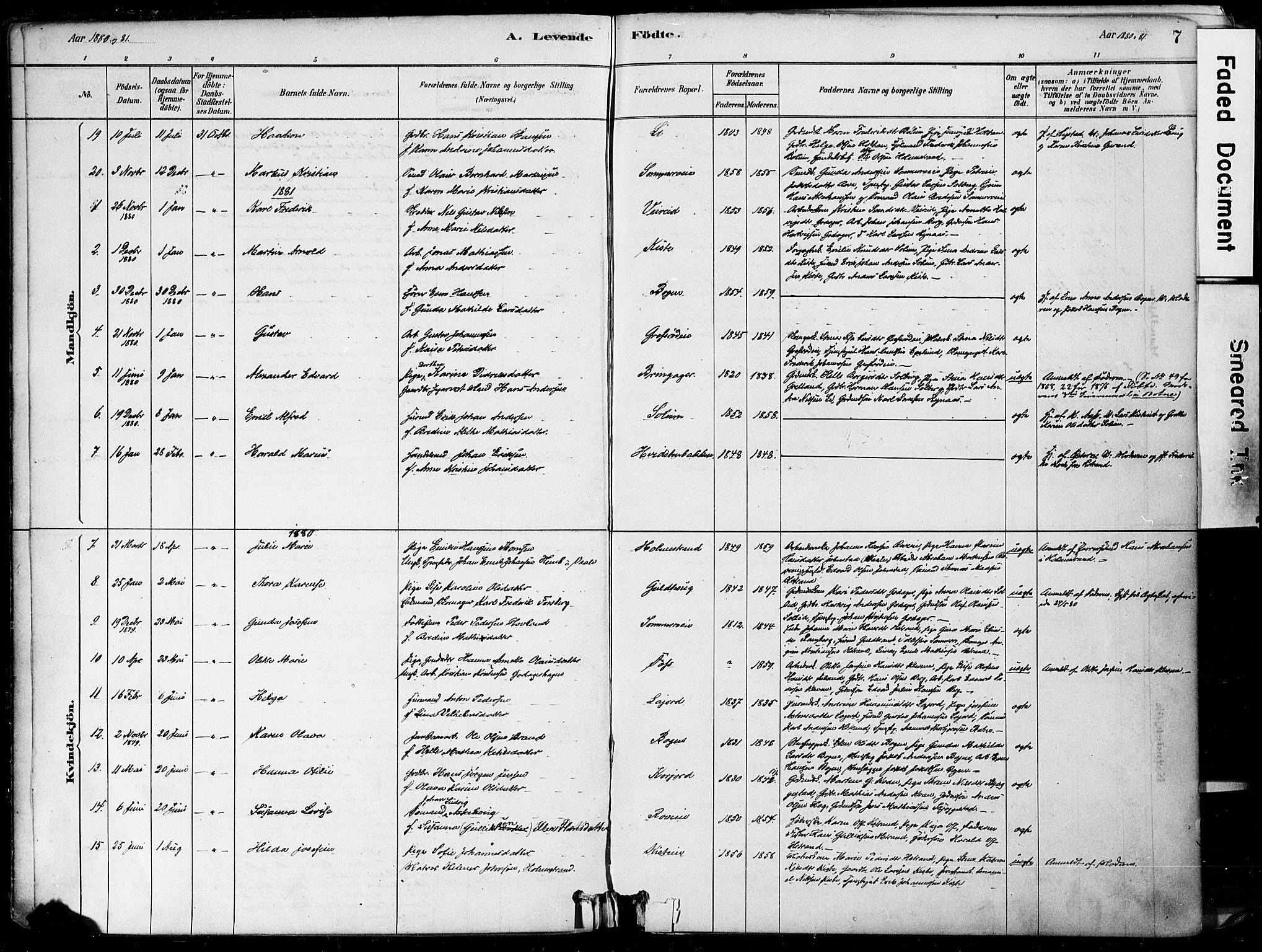 Botne kirkebøker, SAKO/A-340/F/Fa/L0007: Parish register (official) no. I 7, 1878-1910, p. 7