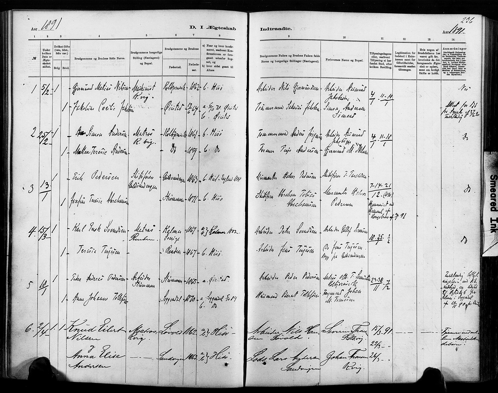 Hisøy sokneprestkontor, SAK/1111-0020/F/Fa/L0003: Parish register (official) no. A 3, 1881-1894, p. 236