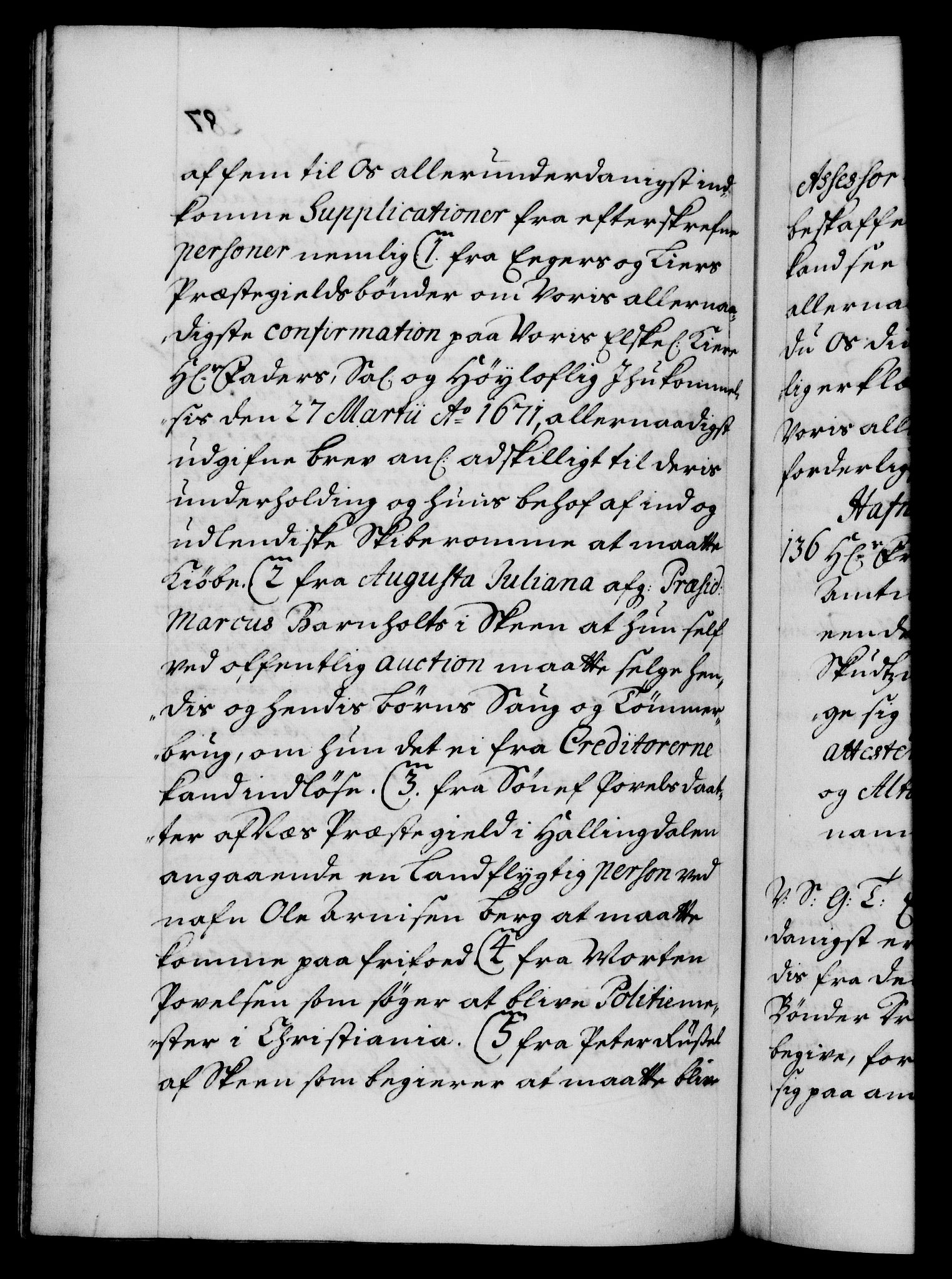 Danske Kanselli 1572-1799, AV/RA-EA-3023/F/Fc/Fca/Fcab/L0016: Norske tegnelser, 1699-1703, p. 287b