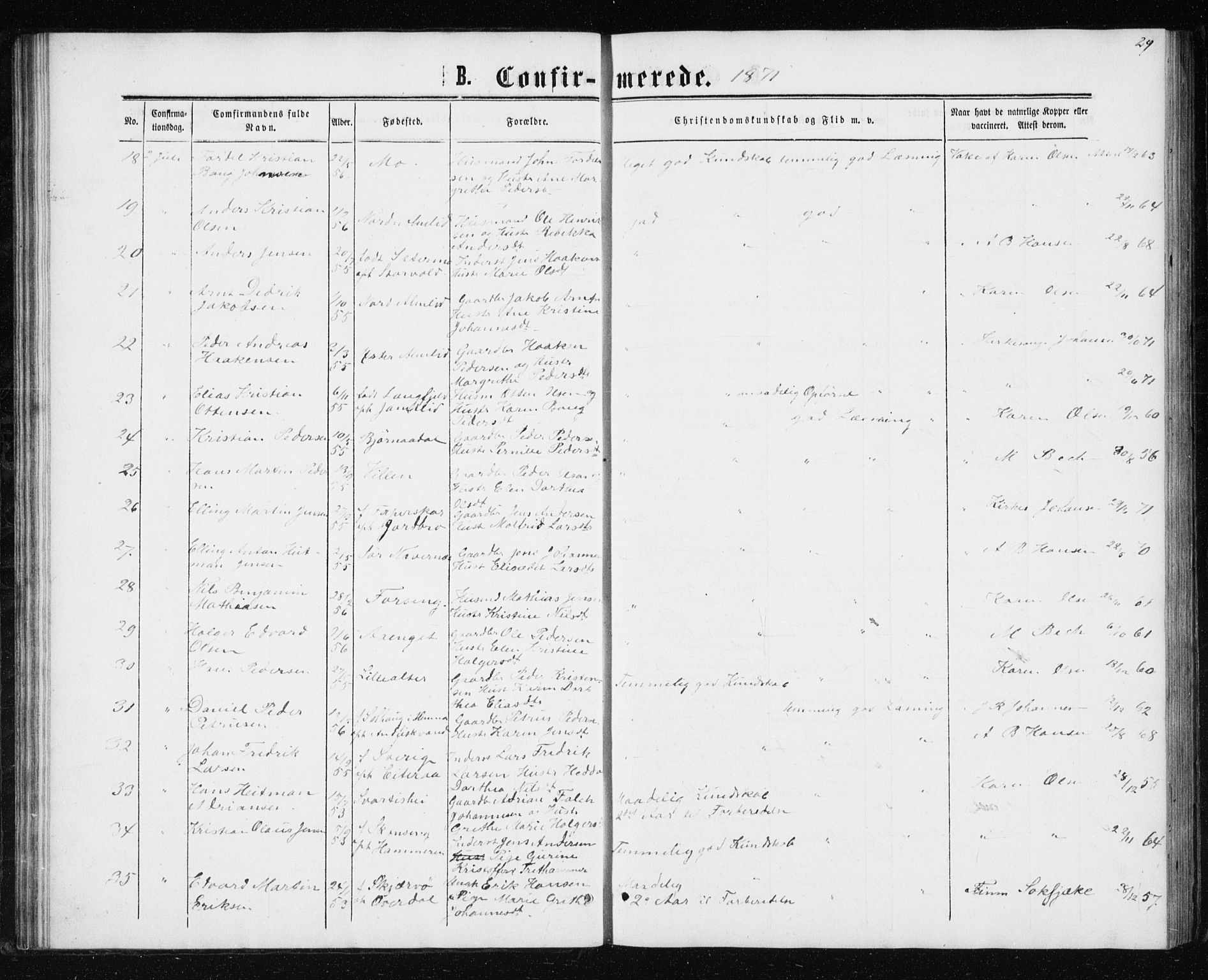 Ministerialprotokoller, klokkerbøker og fødselsregistre - Nordland, AV/SAT-A-1459/827/L0416: Parish register (copy) no. 827C05, 1865-1886, p. 29