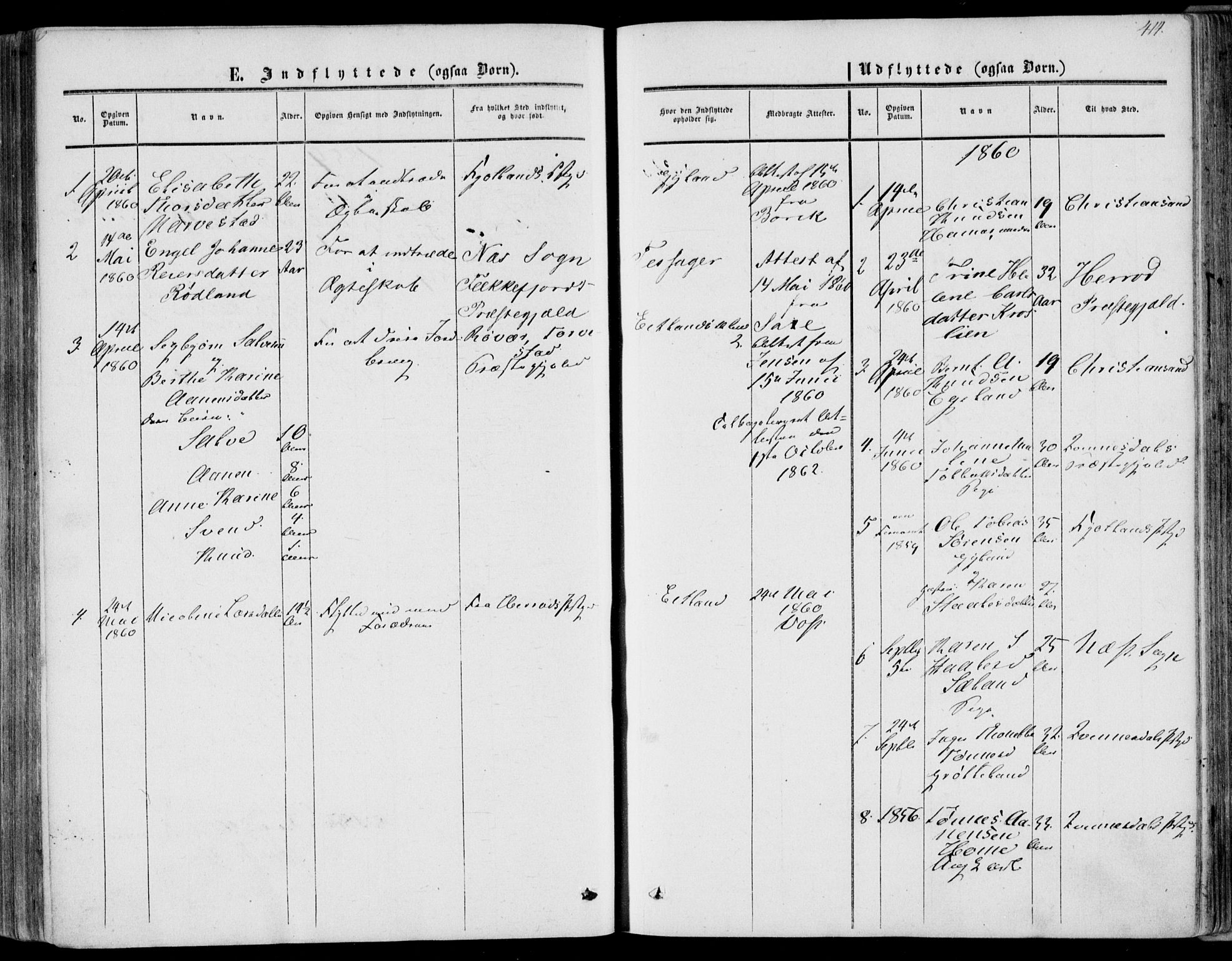 Bakke sokneprestkontor, AV/SAK-1111-0002/F/Fa/Fab/L0002: Parish register (official) no. A 2, 1855-1884, p. 414