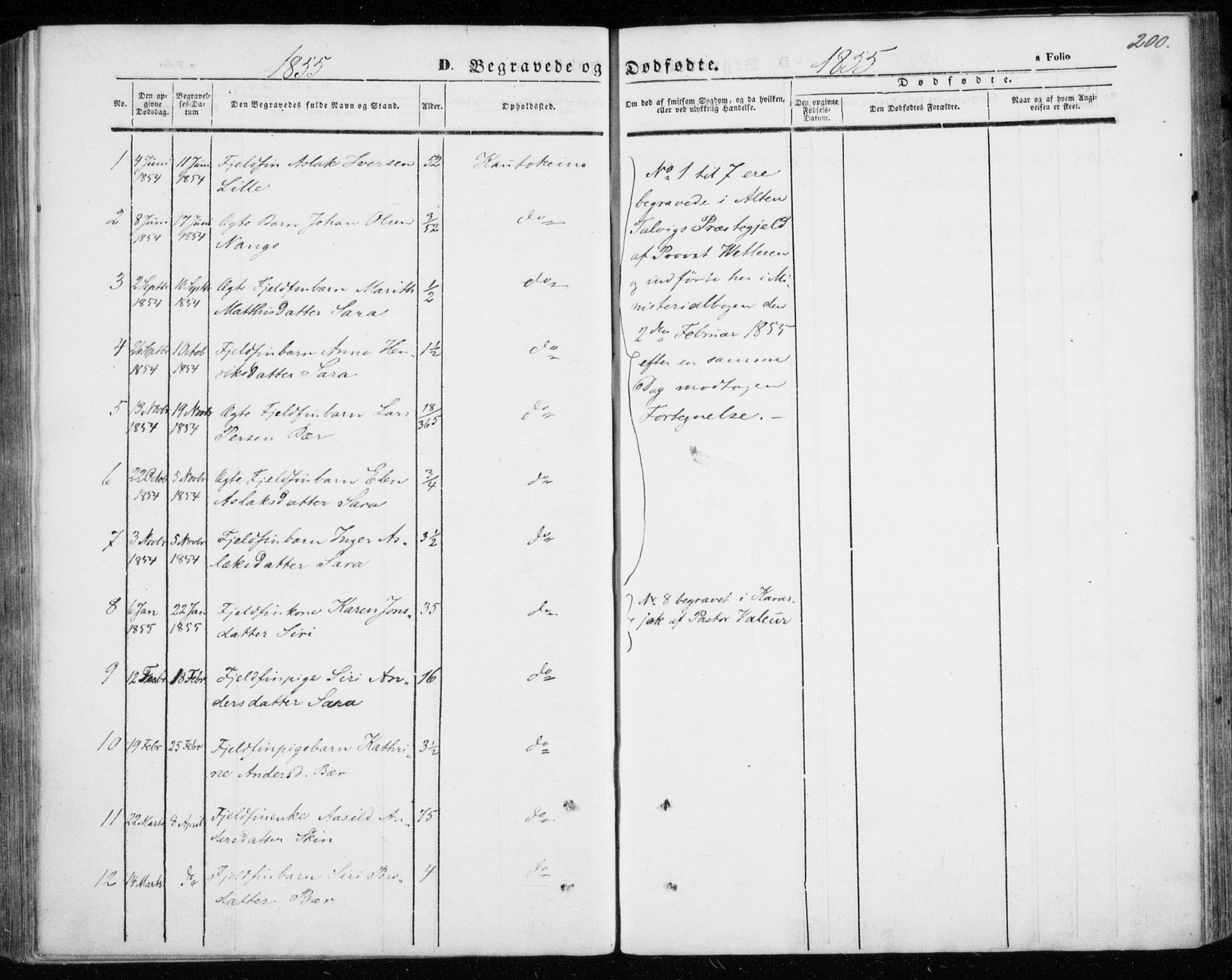 Kautokeino sokneprestembete, SATØ/S-1340/H/Ha/L0002.kirke: Parish register (official) no. 2, 1843-1861, p. 200