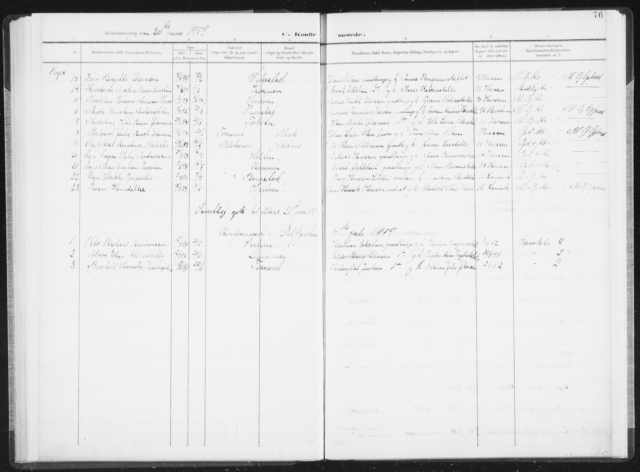 Ministerialprotokoller, klokkerbøker og fødselsregistre - Nordland, AV/SAT-A-1459/810/L0153: Parish register (official) no. 810A12, 1899-1914, p. 76