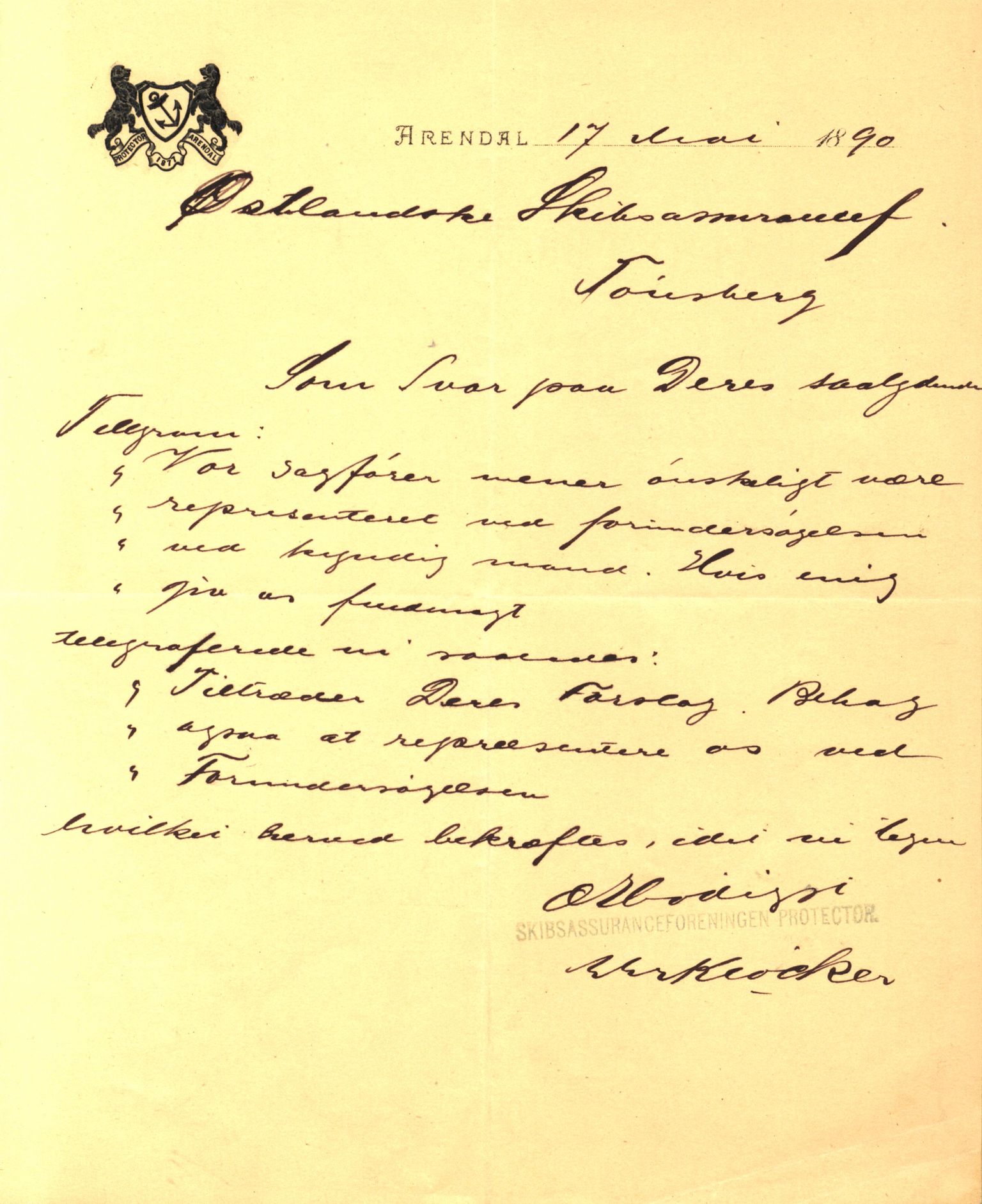 Pa 63 - Østlandske skibsassuranceforening, VEMU/A-1079/G/Ga/L0023/0008: Havaridokumenter / Immanuel, Wilhelm, Tobine, Diaz, Esmeralda, Tjømø, 1889, p. 27