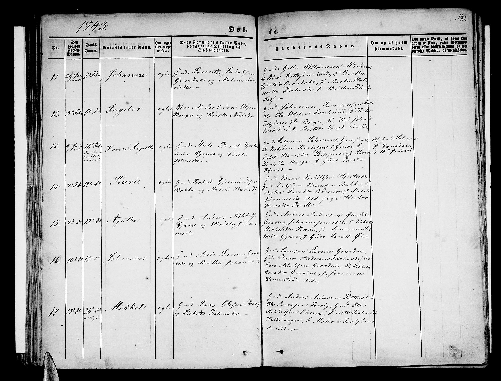 Strandebarm sokneprestembete, SAB/A-78401/H/Haa: Parish register (official) no. A 6, 1826-1843, p. 140