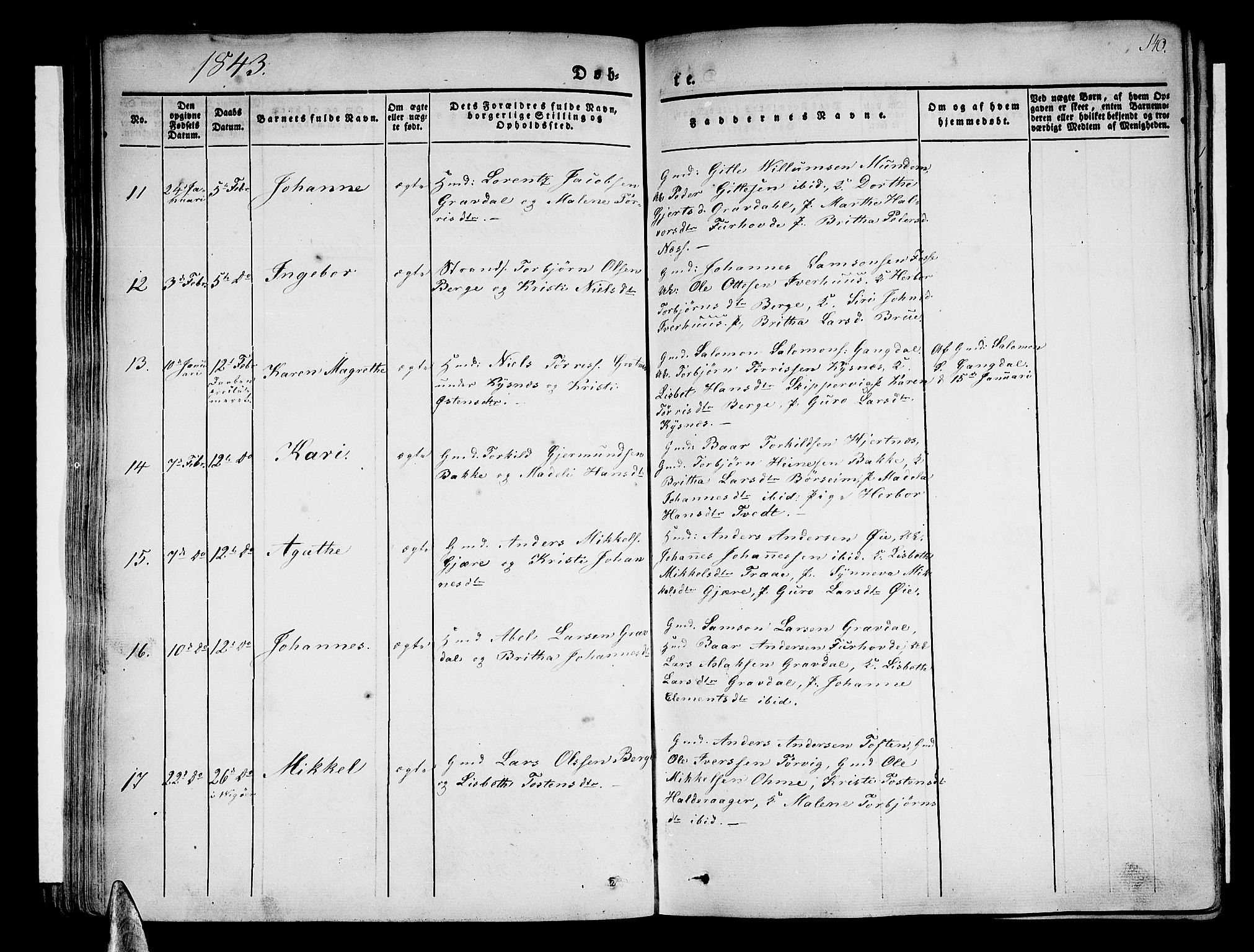 Strandebarm sokneprestembete, AV/SAB-A-78401/H/Haa: Parish register (official) no. A 6, 1826-1843, p. 140