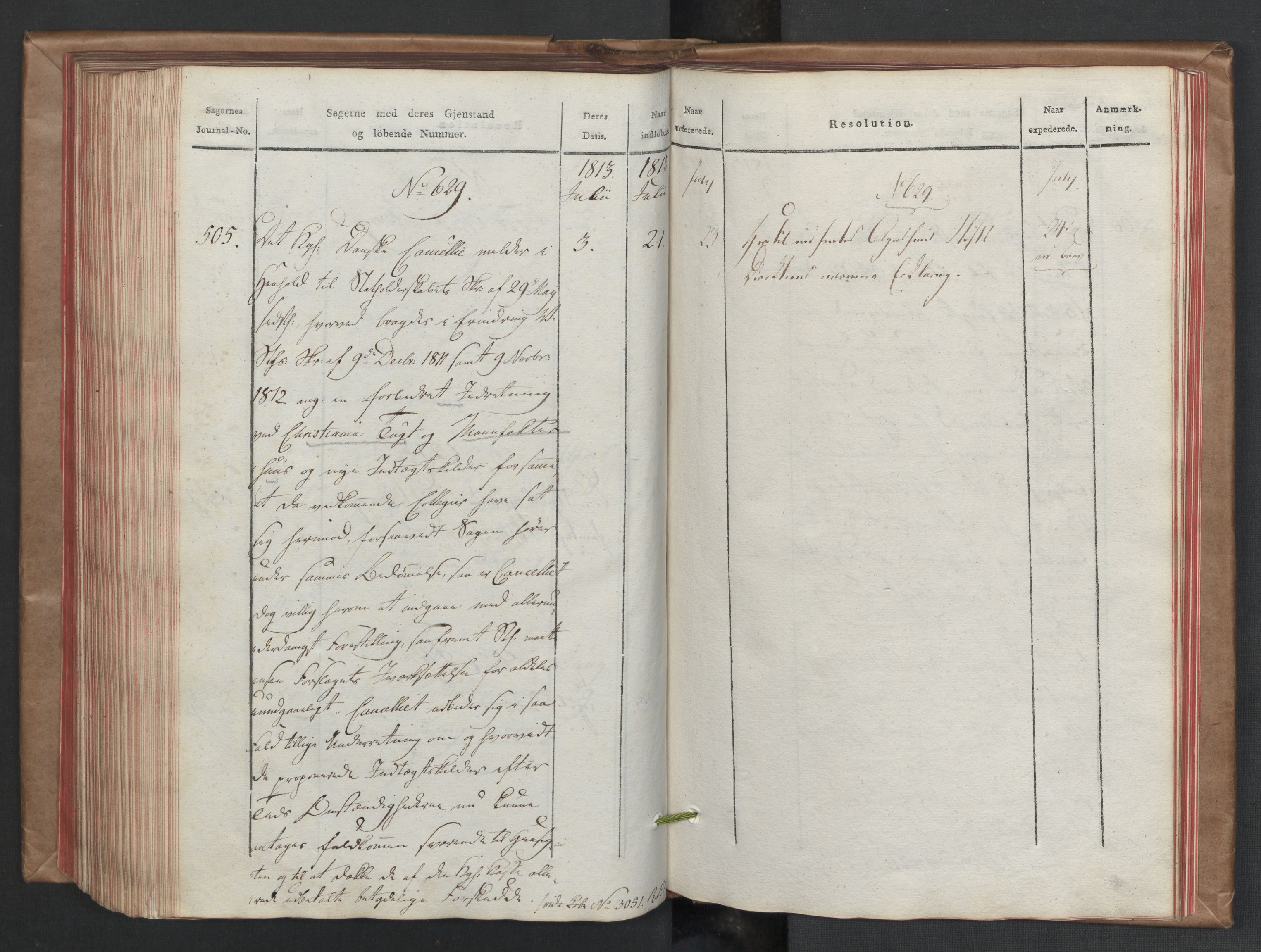 Stattholderembetet 1810-1814, 2. kontor (Kontor B), AV/RA-EA-5432/Aa/L0002: Kollegial referatprotokoll,  j.nr. 284-511,  l.nr. 328-639, 1812-1813, p. 216