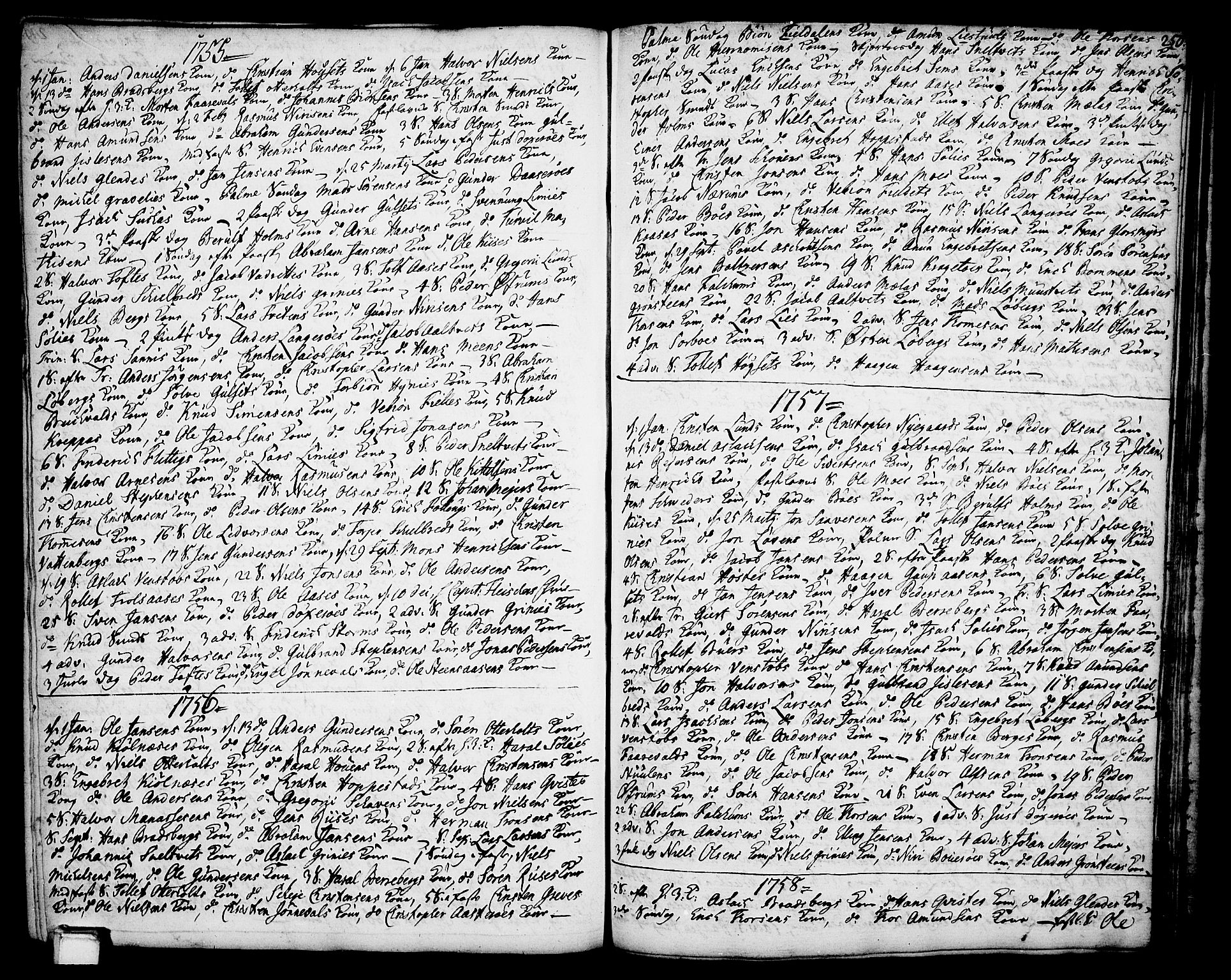 Gjerpen kirkebøker, AV/SAKO-A-265/F/Fa/L0002: Parish register (official) no. I 2, 1747-1795, p. 250