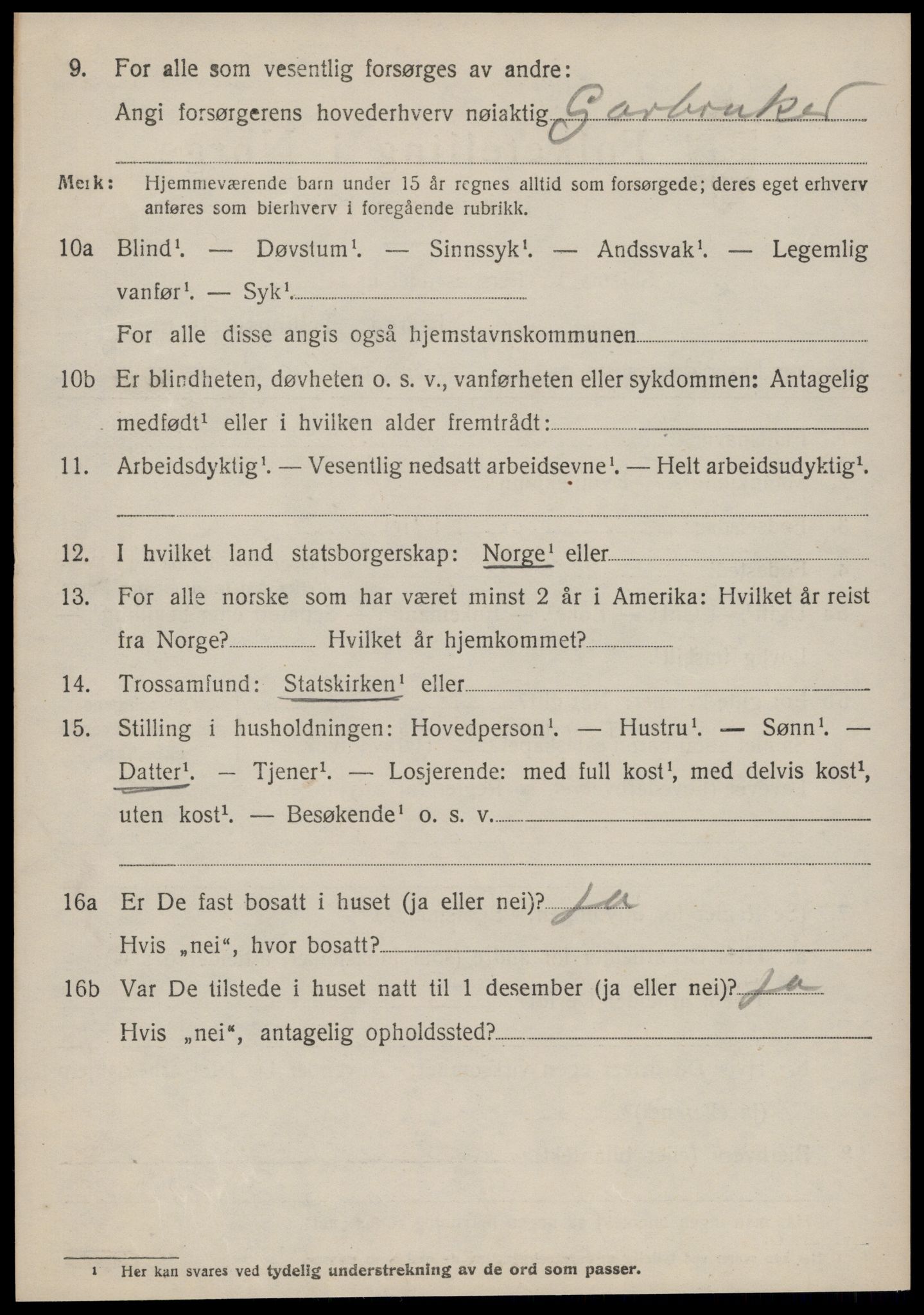 SAT, 1920 census for Vatne, 1920, p. 3657