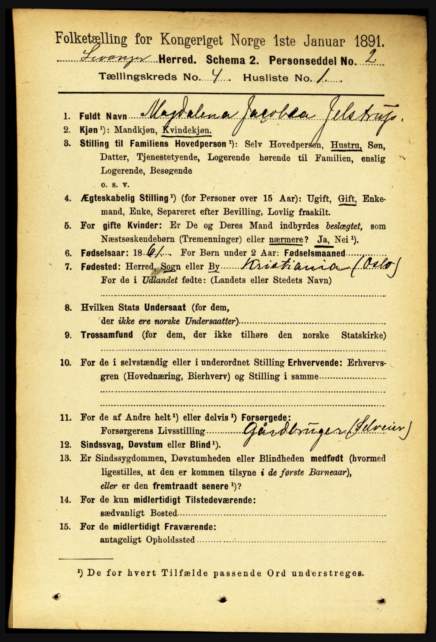 RA, 1891 census for 1720 Levanger, 1891, p. 2147