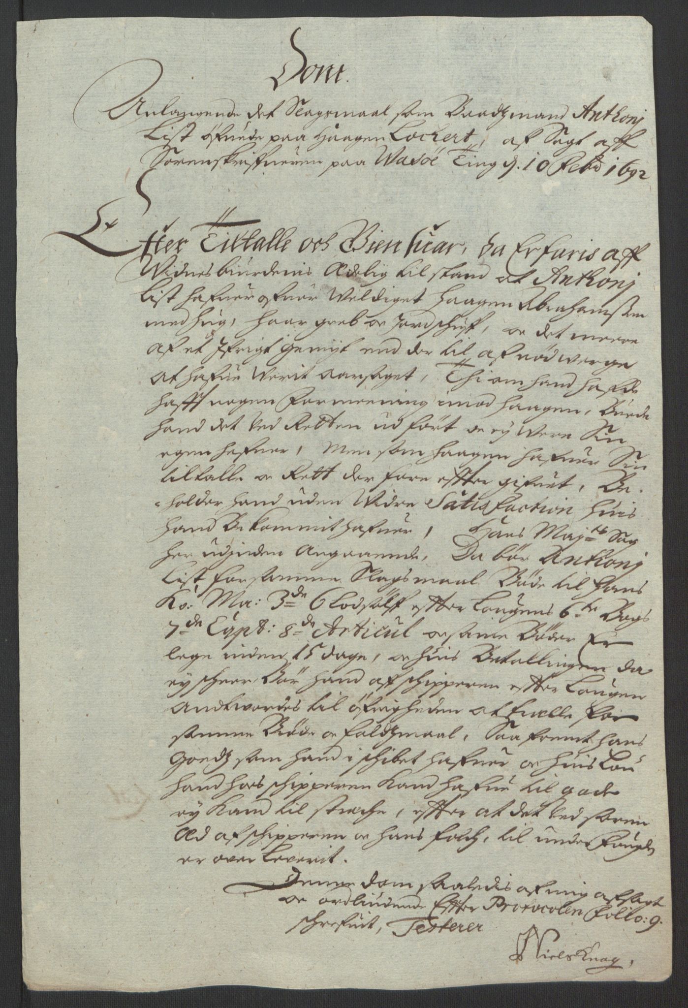 Rentekammeret inntil 1814, Reviderte regnskaper, Fogderegnskap, AV/RA-EA-4092/R69/L4851: Fogderegnskap Finnmark/Vardøhus, 1691-1700, p. 215