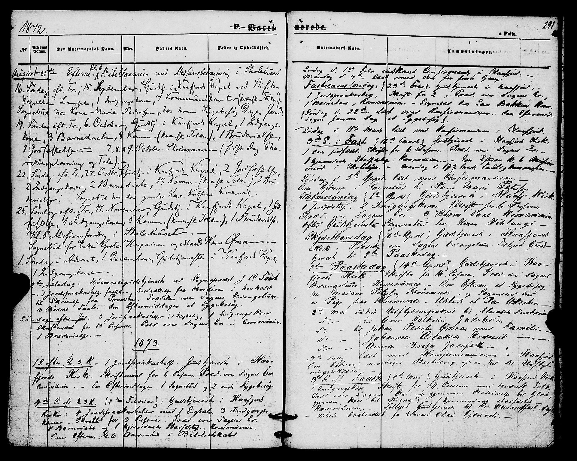Alta sokneprestkontor, SATØ/S-1338/H/Ha/L0004.kirke: Parish register (official) no. 4, 1858-1880, p. 291