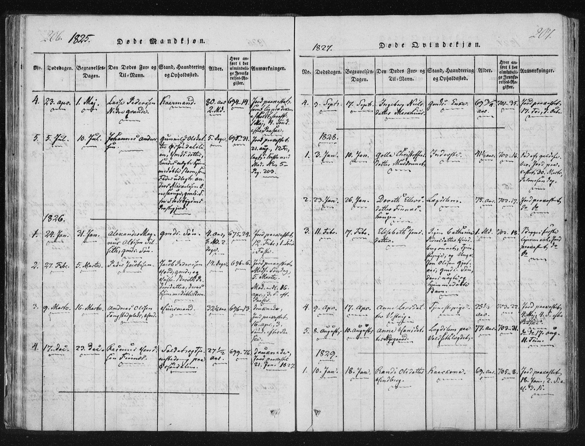 Ministerialprotokoller, klokkerbøker og fødselsregistre - Nord-Trøndelag, SAT/A-1458/744/L0417: Parish register (official) no. 744A01, 1817-1842, p. 206-207
