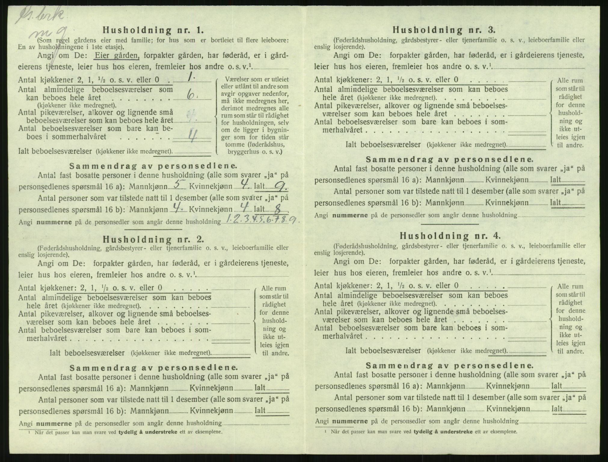 SAK, 1920 census for Mykland, 1920, p. 183