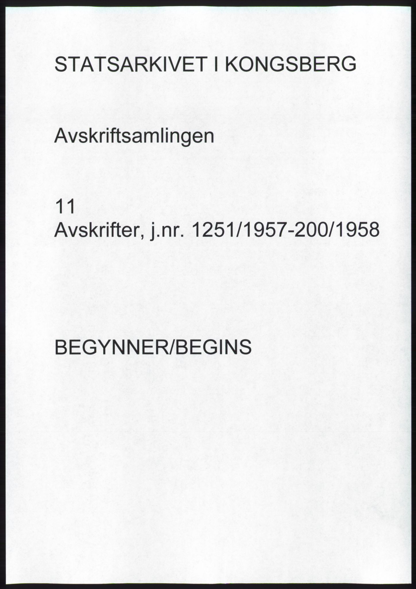 Statsarkivet i Kongsberg, SAKO/A-0001, 1957-1958, p. 1