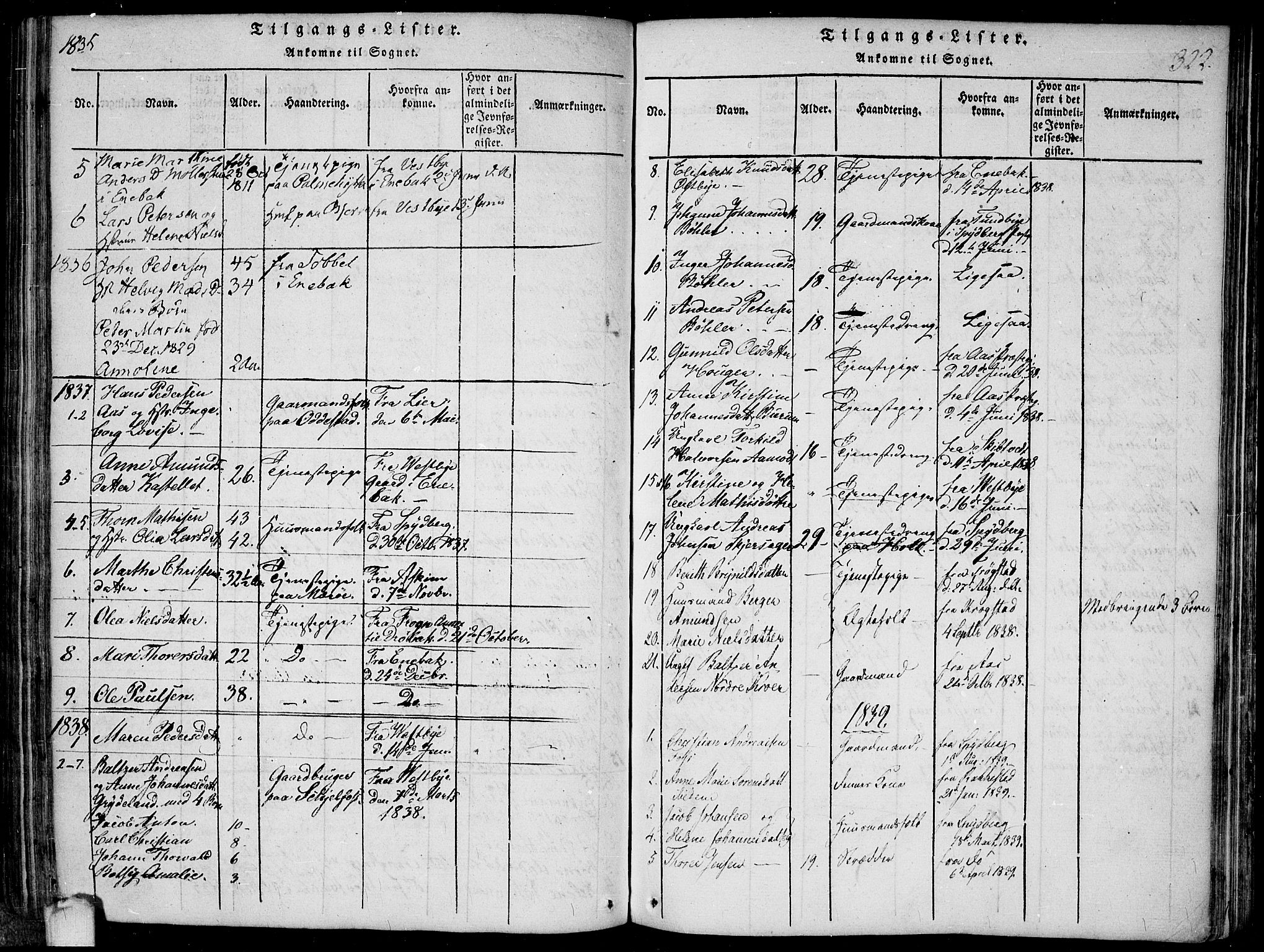 Hobøl prestekontor Kirkebøker, AV/SAO-A-2002/F/Fa/L0002: Parish register (official) no. I 2, 1814-1841, p. 322