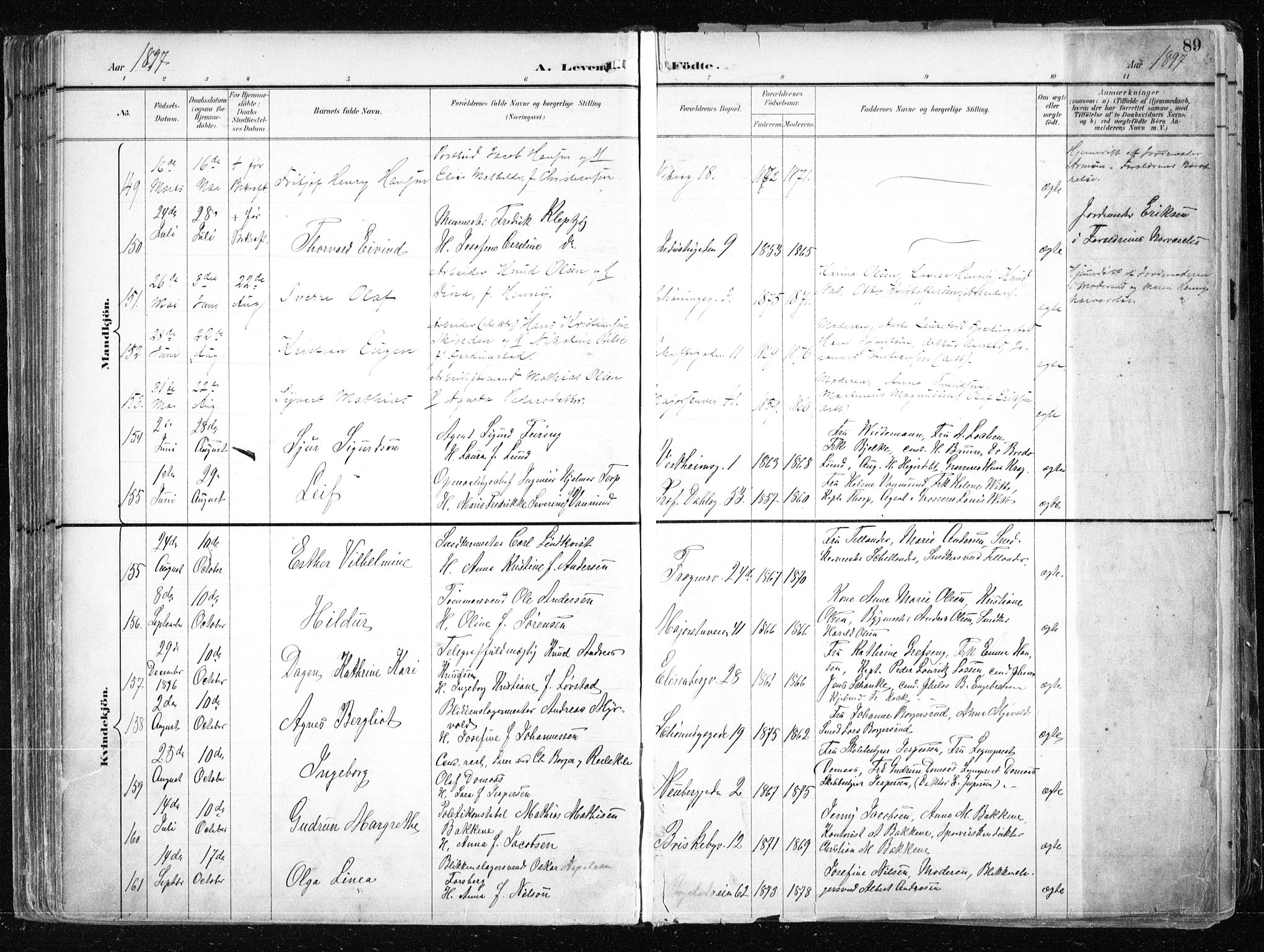 Uranienborg prestekontor Kirkebøker, AV/SAO-A-10877/F/Fa/L0005: Parish register (official) no. 5, 1895-1907, p. 89