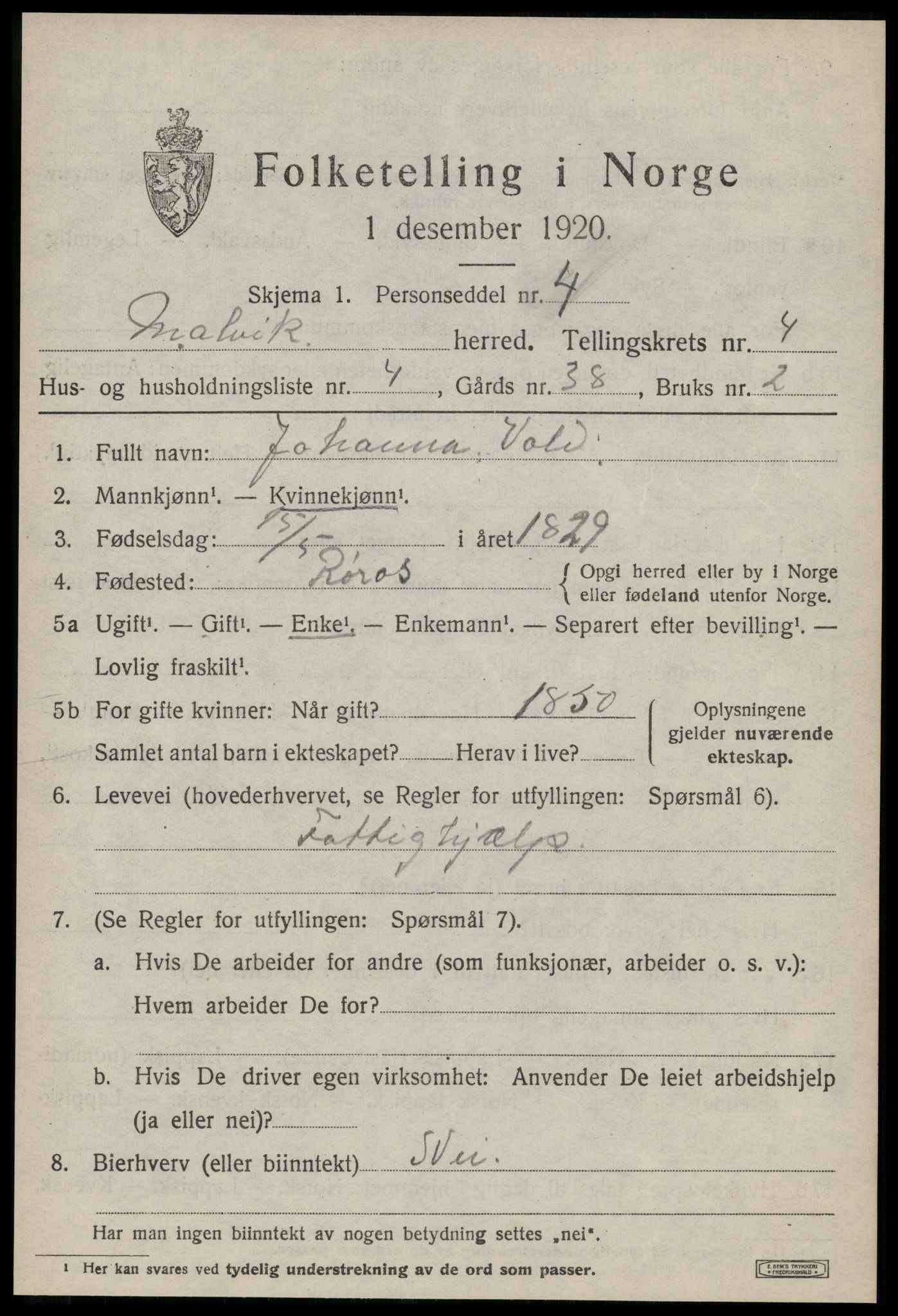 SAT, 1920 census for Malvik, 1920, p. 2628