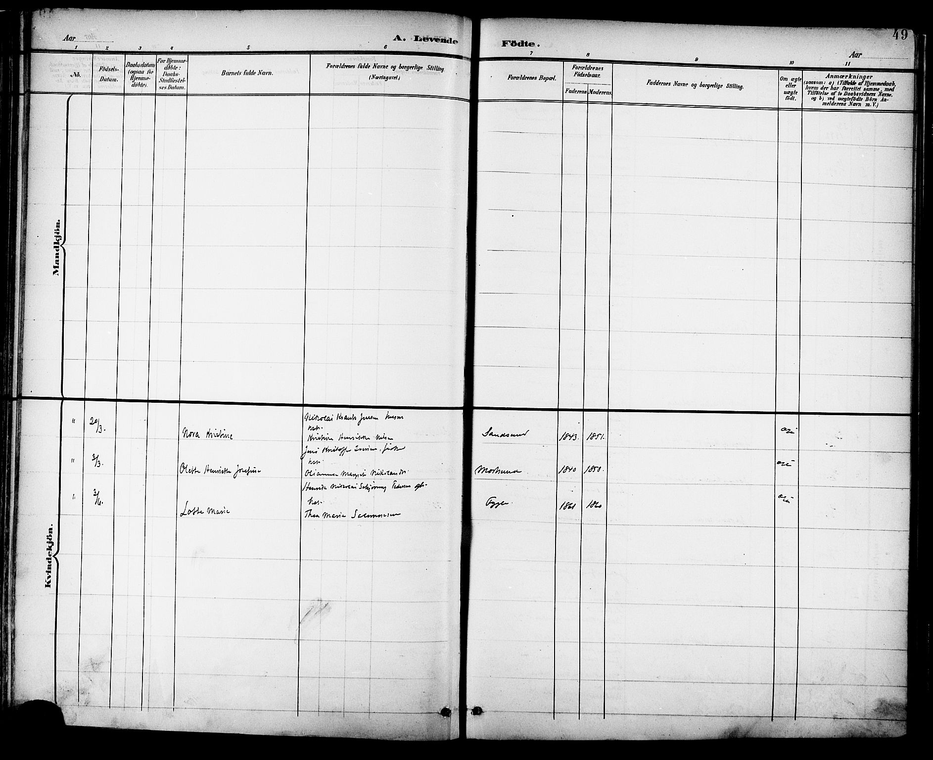 Ministerialprotokoller, klokkerbøker og fødselsregistre - Nordland, AV/SAT-A-1459/882/L1179: Parish register (official) no. 882A01, 1886-1898, p. 49