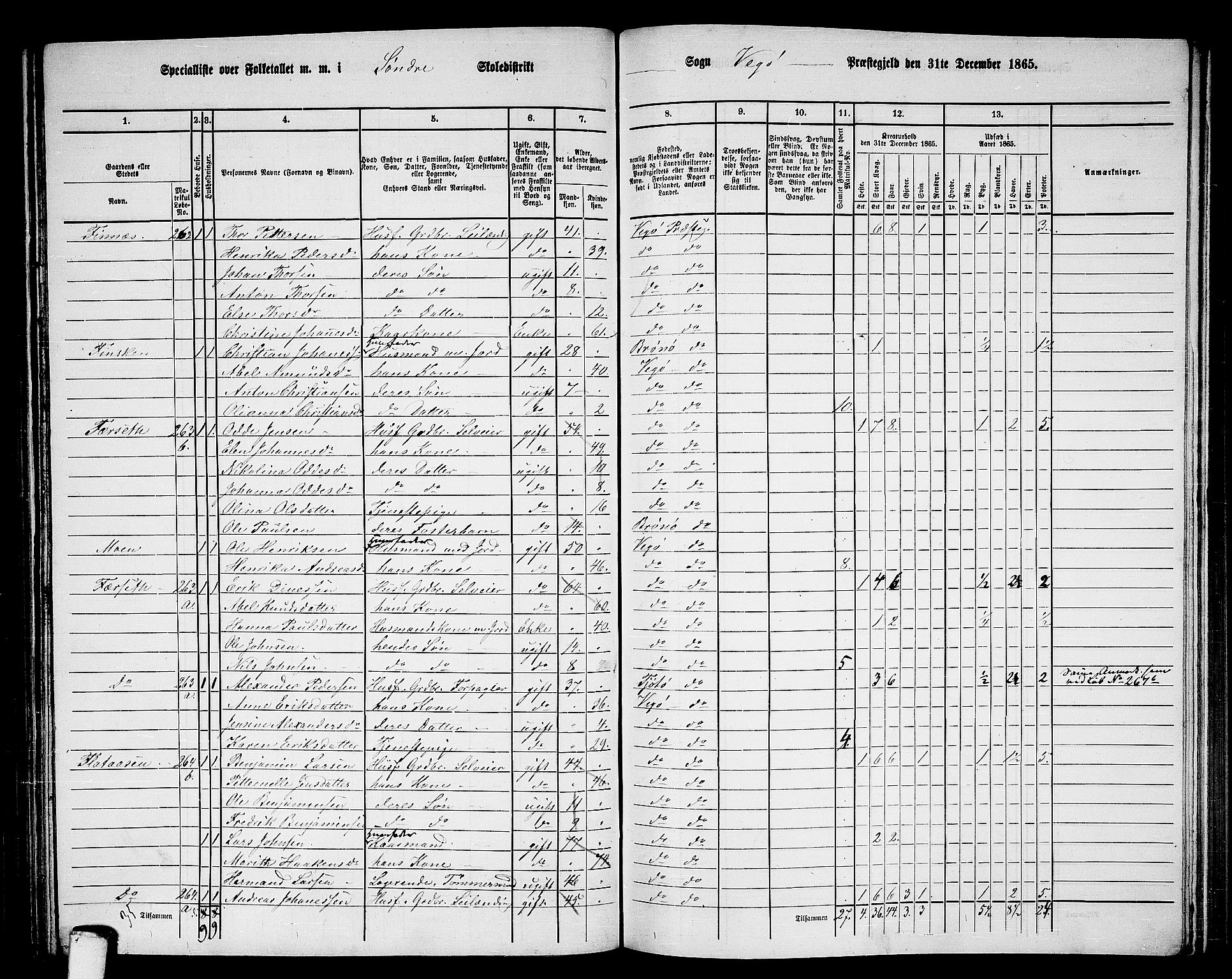 RA, 1865 census for Vega, 1865, p. 36