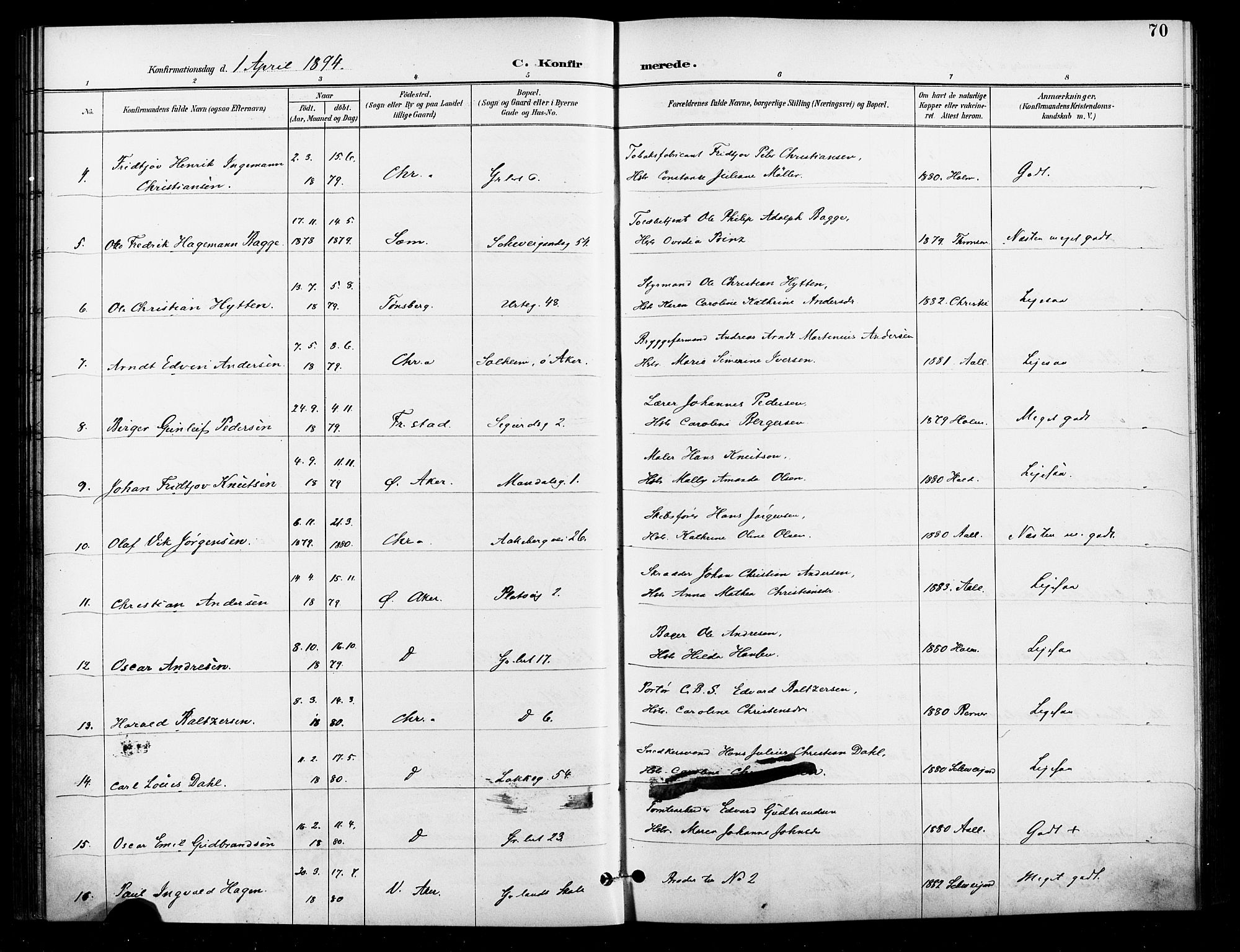 Grønland prestekontor Kirkebøker, AV/SAO-A-10848/F/Fa/L0011: Parish register (official) no. 11, 1892-1907, p. 70