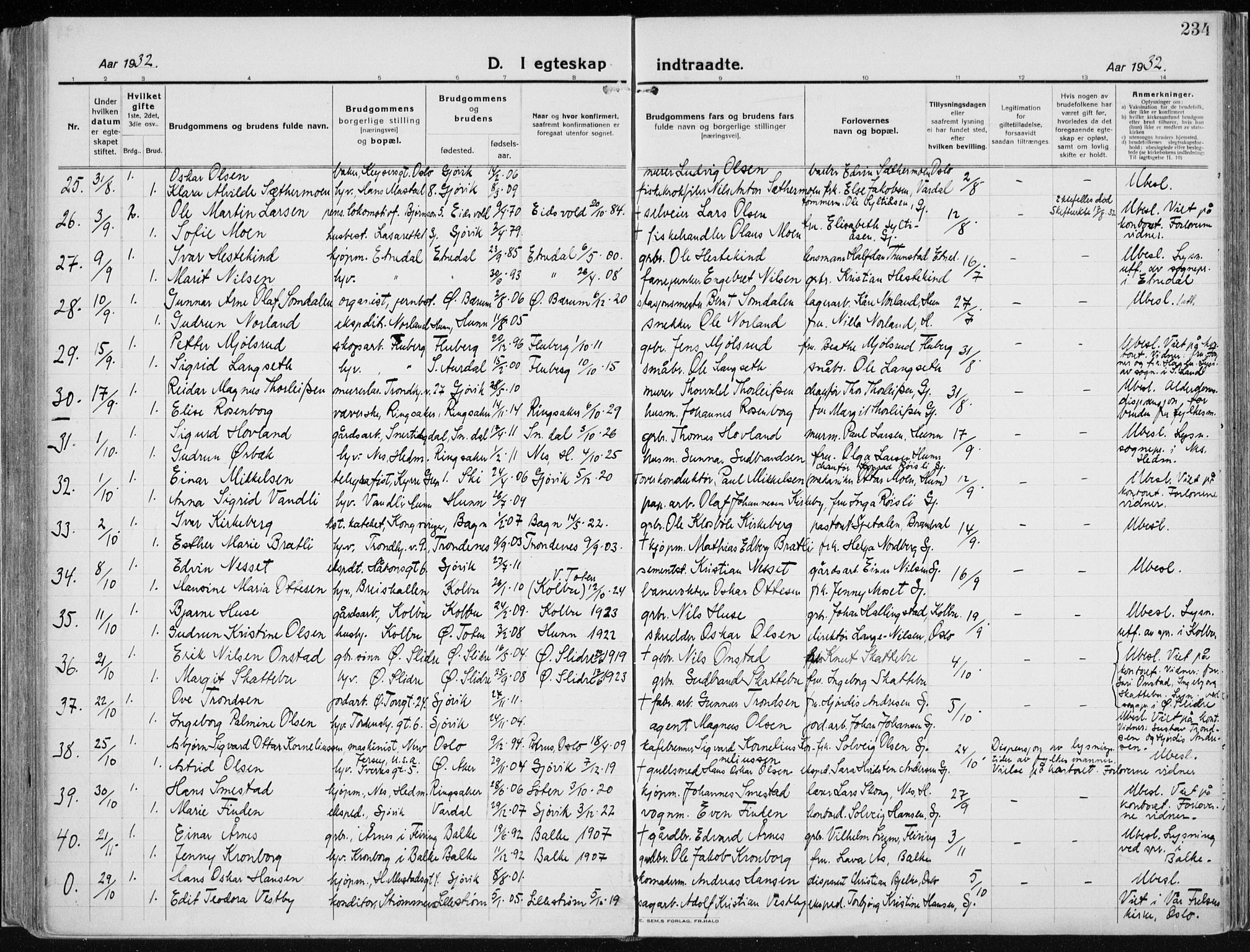 Vardal prestekontor, AV/SAH-PREST-100/H/Ha/Haa/L0015: Parish register (official) no. 15, 1923-1937, p. 234