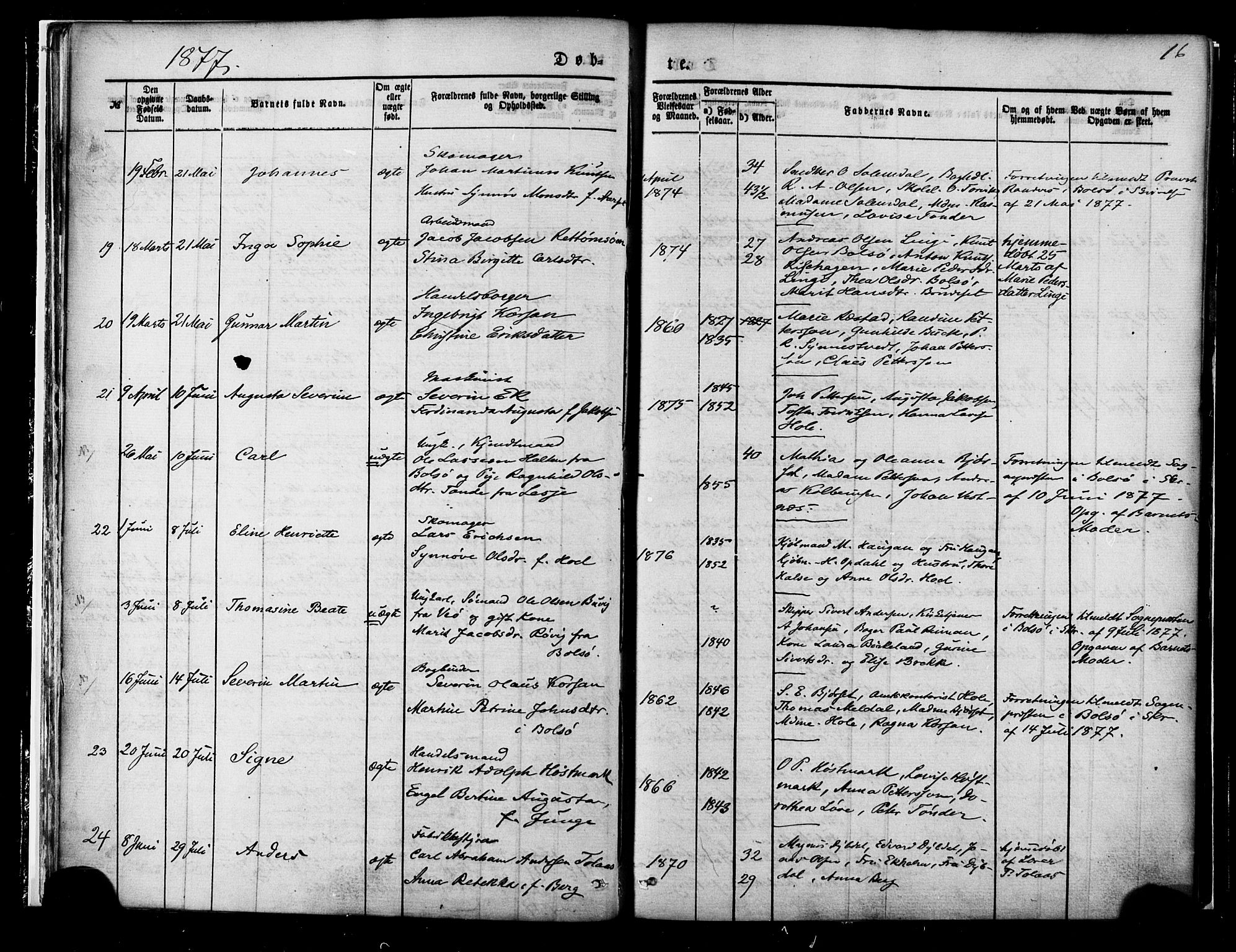 Ministerialprotokoller, klokkerbøker og fødselsregistre - Møre og Romsdal, AV/SAT-A-1454/558/L0691: Parish register (official) no. 558A05, 1873-1886, p. 16