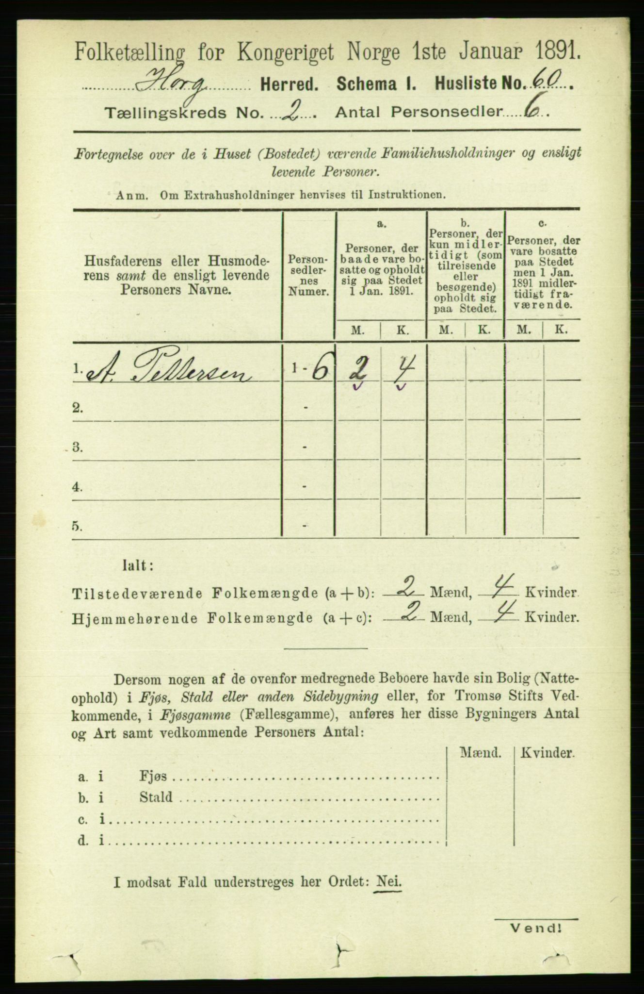 RA, 1891 census for 1650 Horg, 1891, p. 652