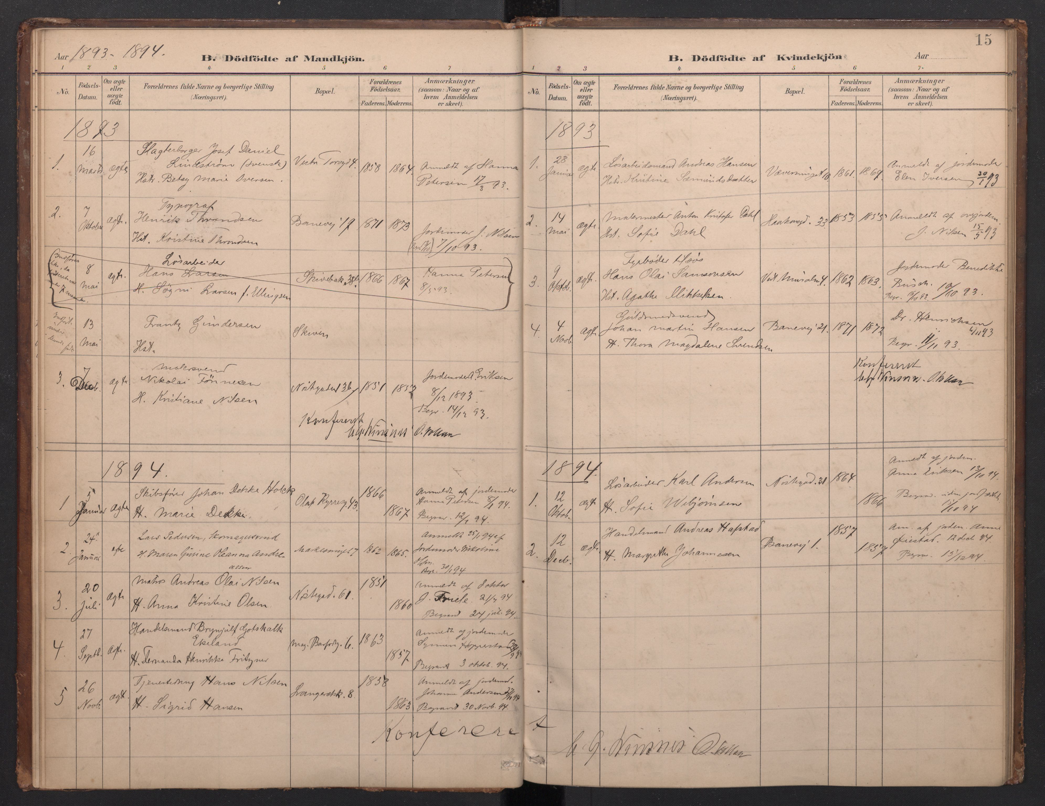 Domkirken sokneprestembete, SAB/A-74801/H/Haa/L0049: Parish register (official) no. G 1, 1882-1922, p. 14b-15a