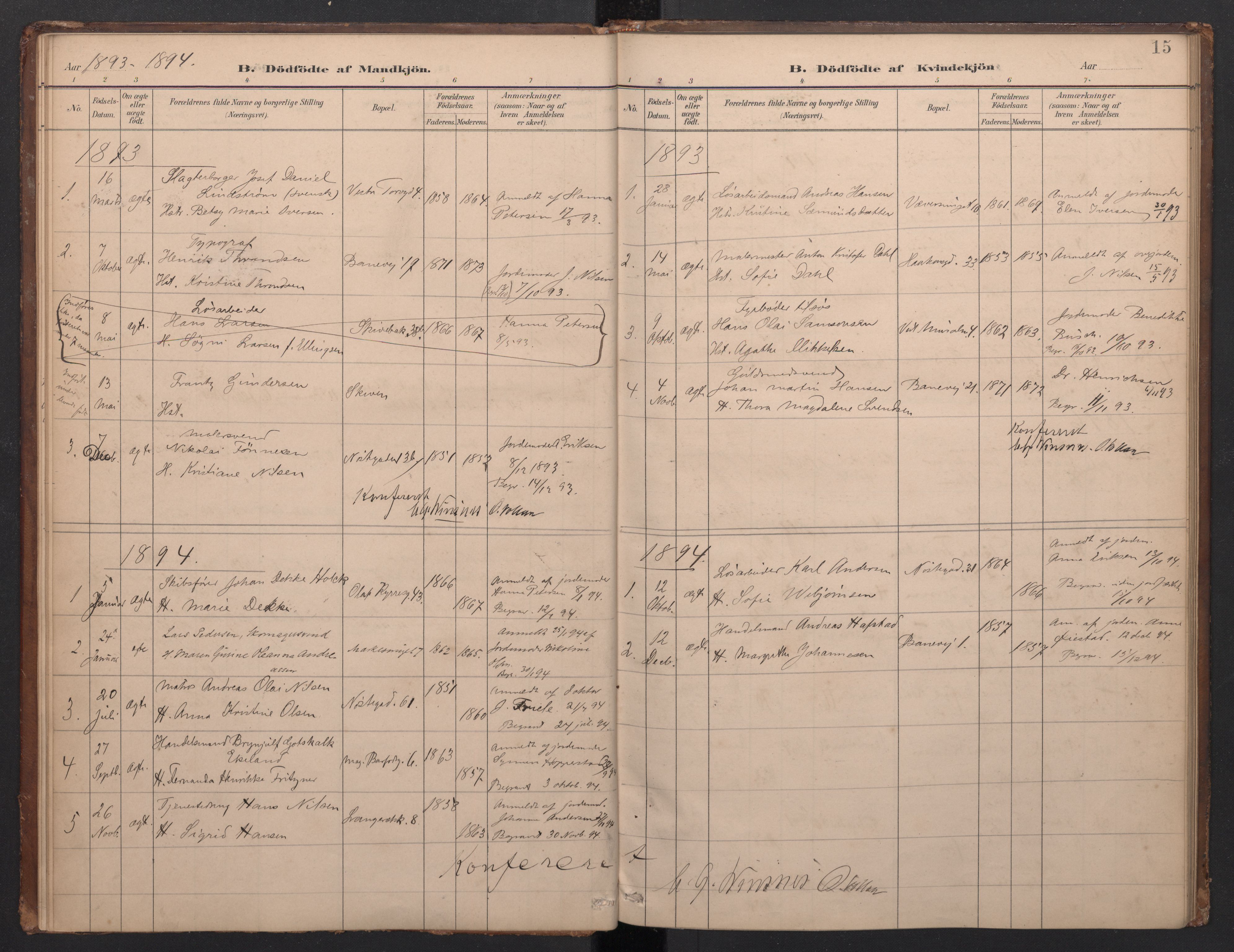 Domkirken sokneprestembete, AV/SAB-A-74801/H/Haa/L0049: Parish register (official) no. G 1, 1882-1922, p. 14b-15a