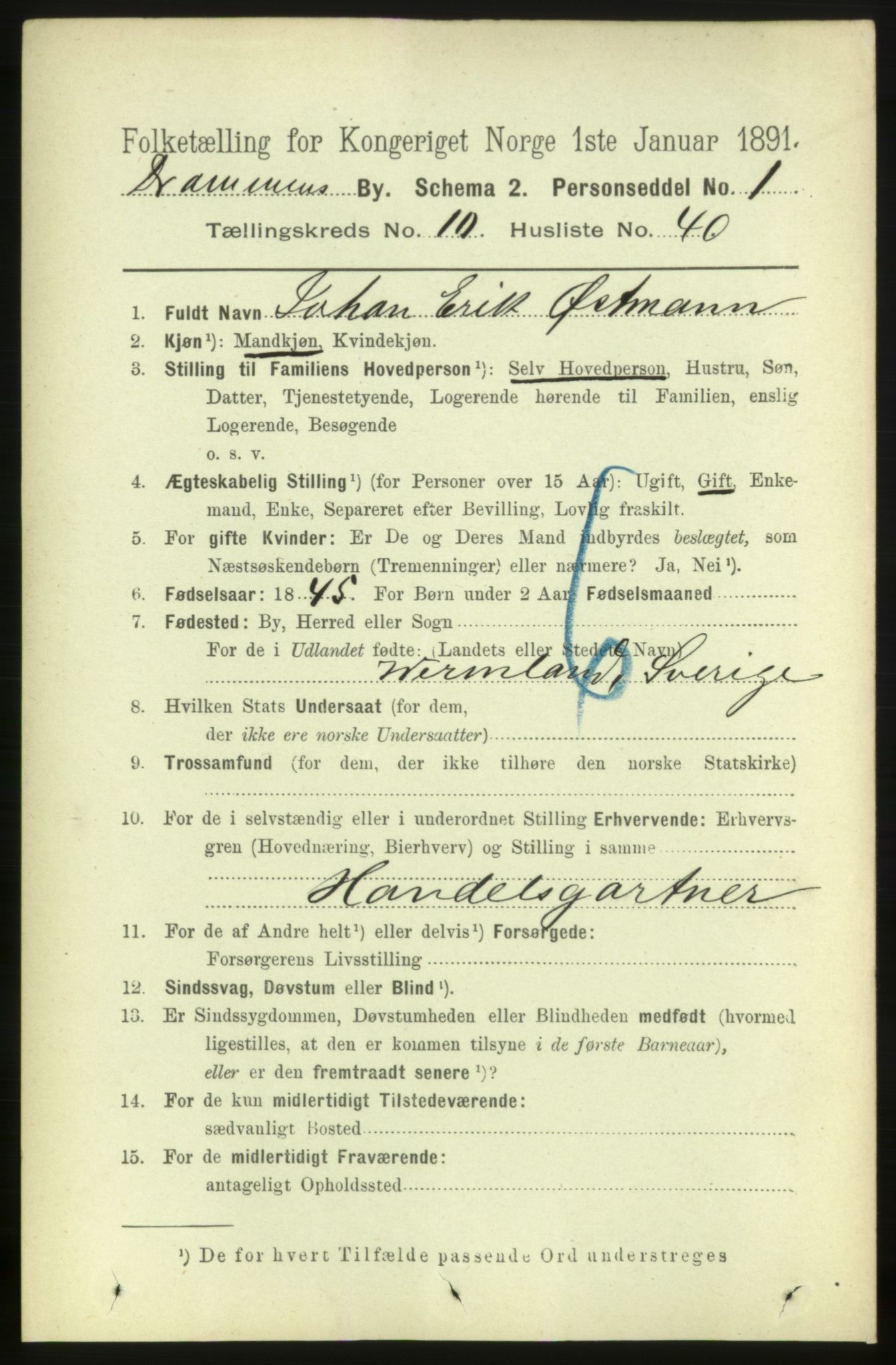 RA, 1891 census for 0602 Drammen, 1891, p. 8319