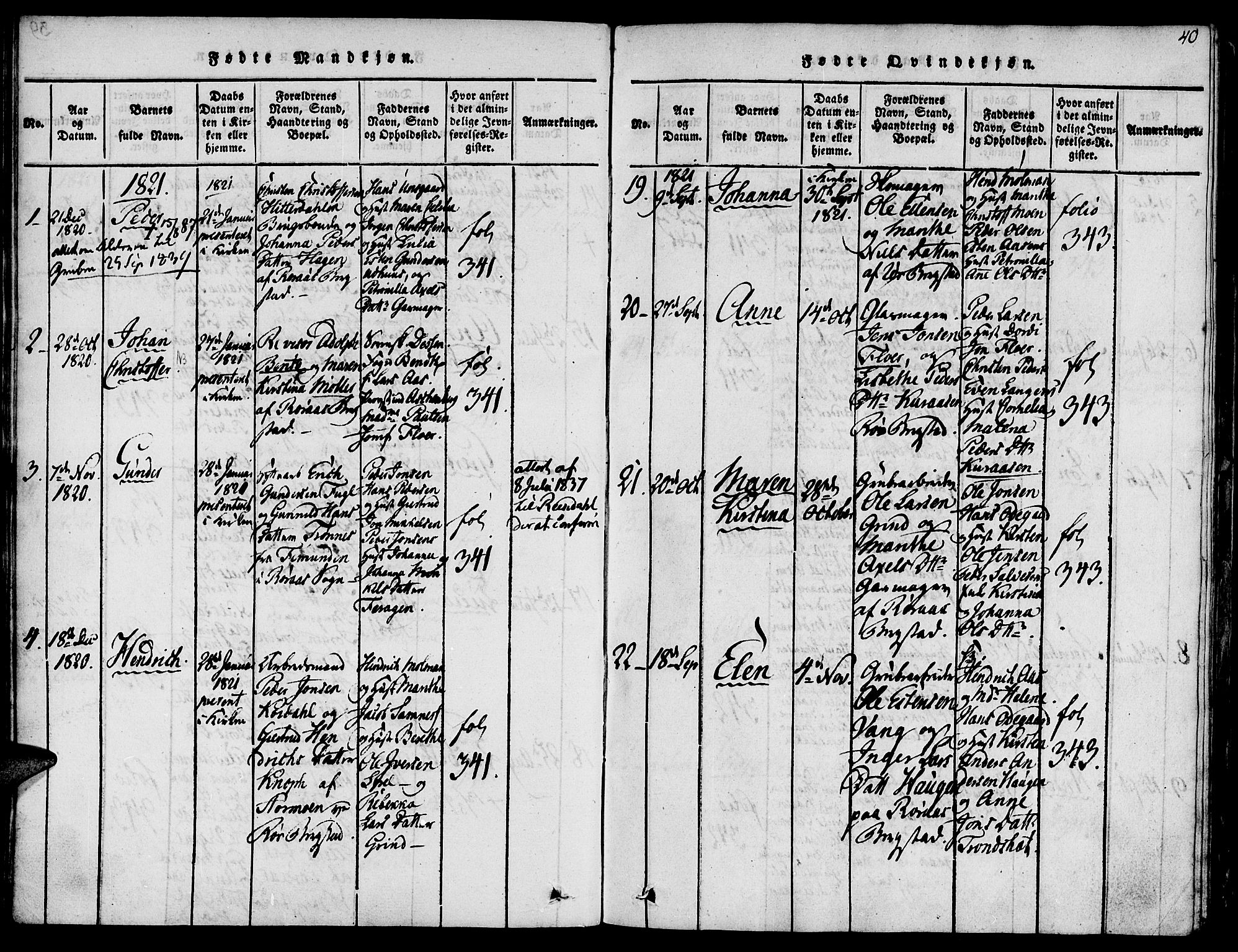Ministerialprotokoller, klokkerbøker og fødselsregistre - Sør-Trøndelag, SAT/A-1456/681/L0929: Parish register (official) no. 681A07, 1817-1828, p. 40