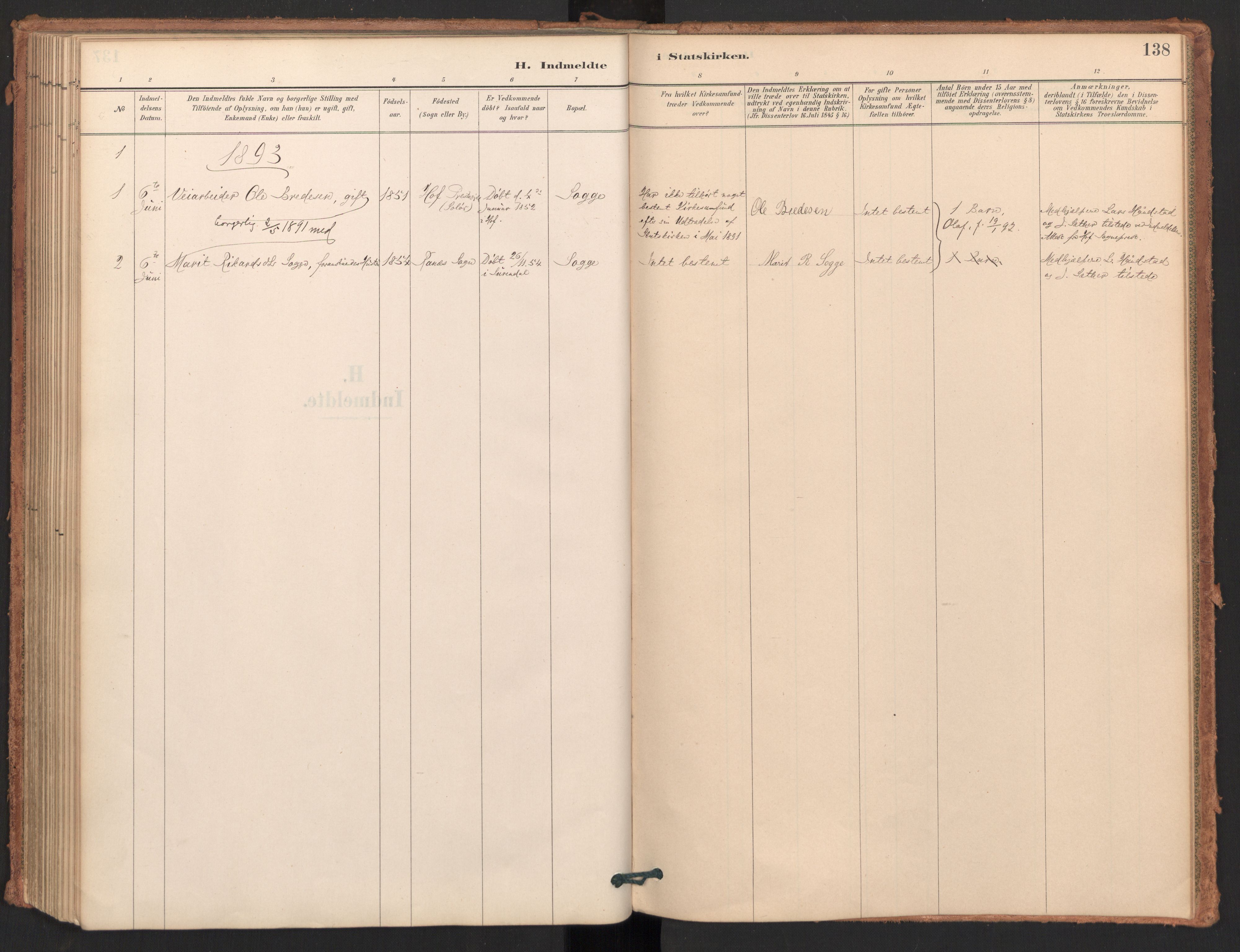 Ministerialprotokoller, klokkerbøker og fødselsregistre - Møre og Romsdal, SAT/A-1454/596/L1056: Parish register (official) no. 596A01, 1885-1900, p. 138